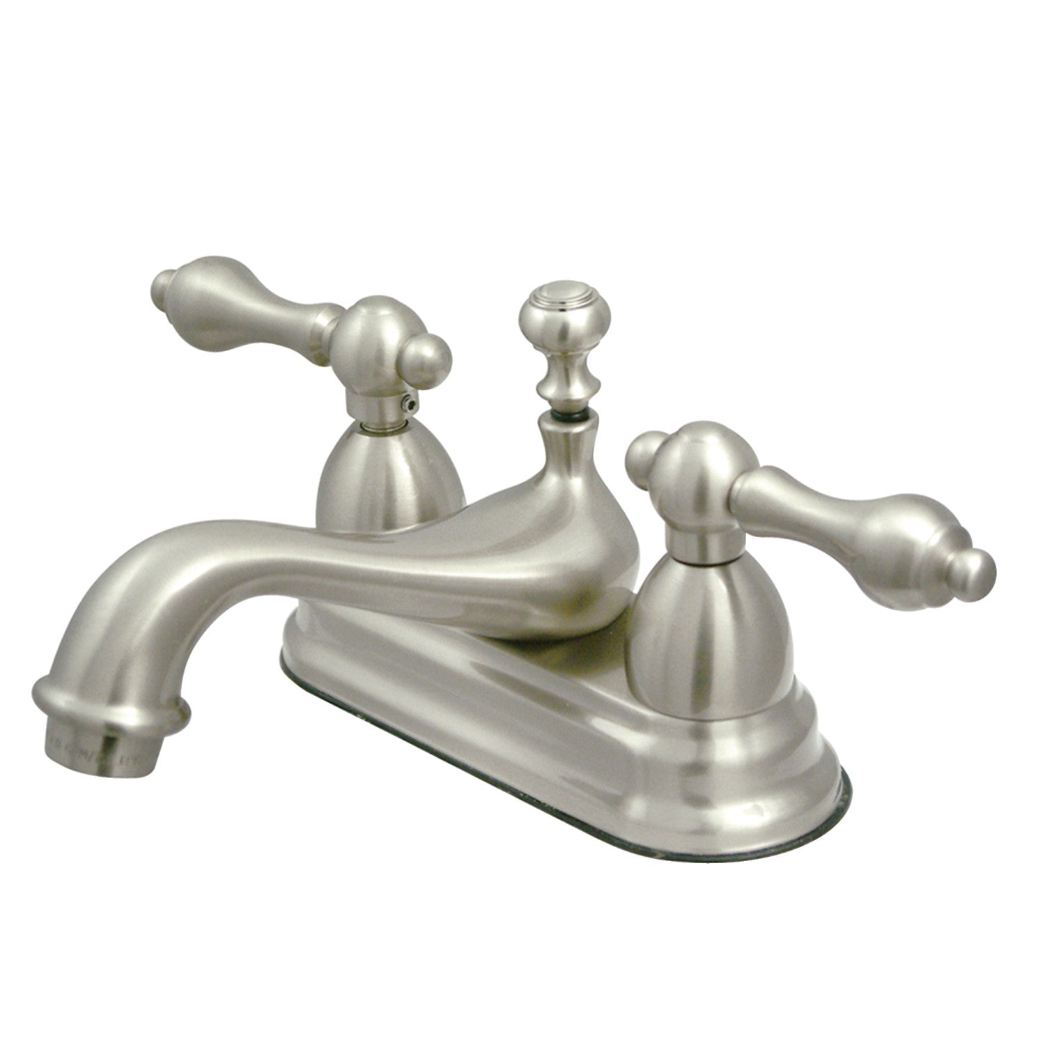 Kingston Heirloom KS3608AL - Robinet de salle de bains à double poignée de restauration 3 trous montage sur plage 4-Inch Centerset avec laiton à tirette, Nickel brossé
