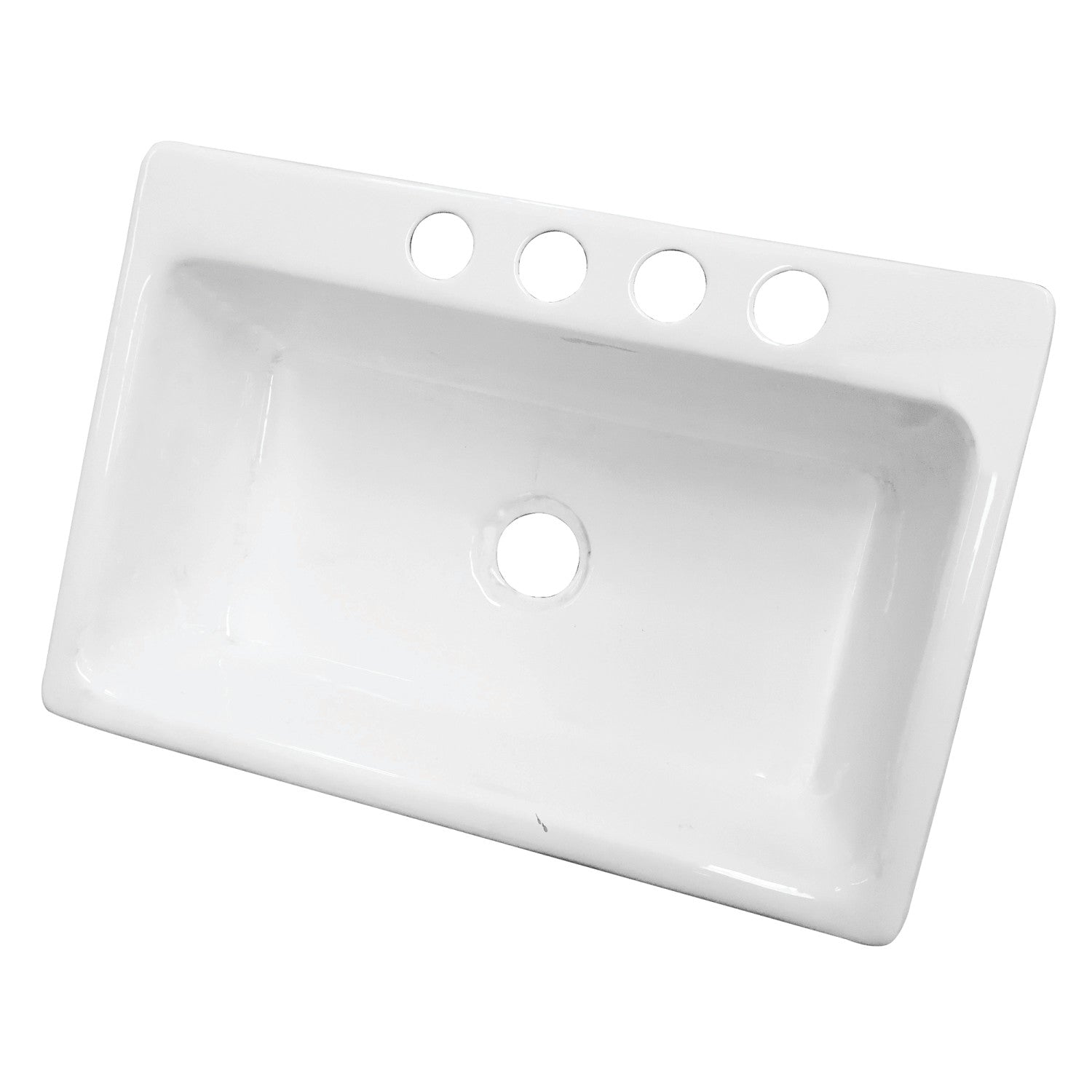 Kingston Towne GCKUS33229 33-Inch Cast Iron Single Bowl Undermount Kitchen Sink (4-Hole), White