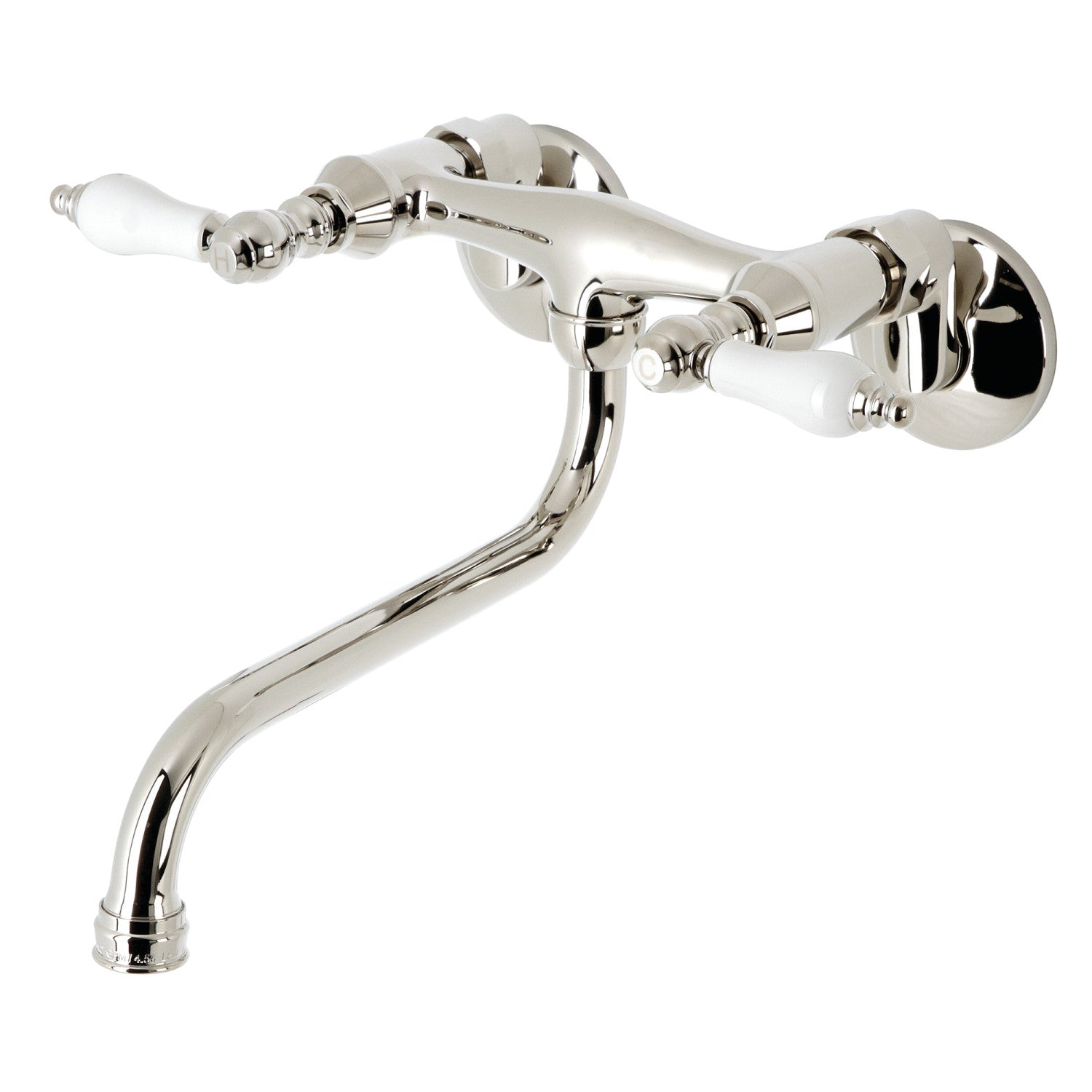 Kingston Heirloom KS515PN - Kingston Double-Handle 2 trous Robinet de salle de bains mural, nickel poli