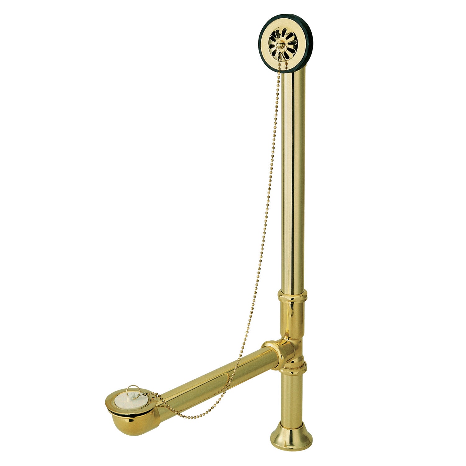Kingston Heirloom CC2092 - Vintage Brass Chain and Stopper Tub Waste and Overflow, Polished Brass