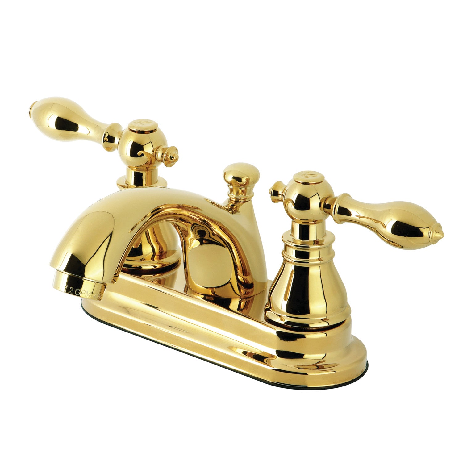 Kingston Heirloom KB2602ACL - American Classic Double-Handle 3 trous montage sur plage 4-Inch Centerset Robinet de salle de bains avec drain à tirette, laiton poli