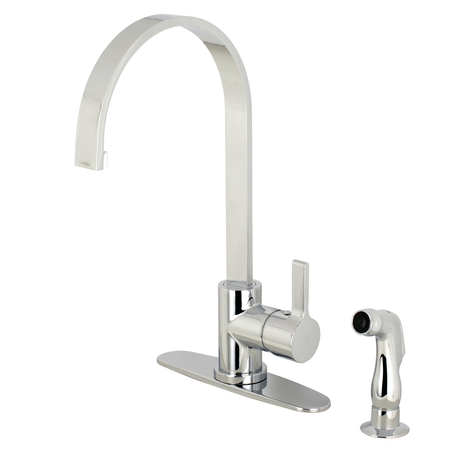 Kingston Sona LS8711CTLSP - Robinet de cuisine à une poignée Continental 2 trous avec pulvérisateur latéral, chrome poli