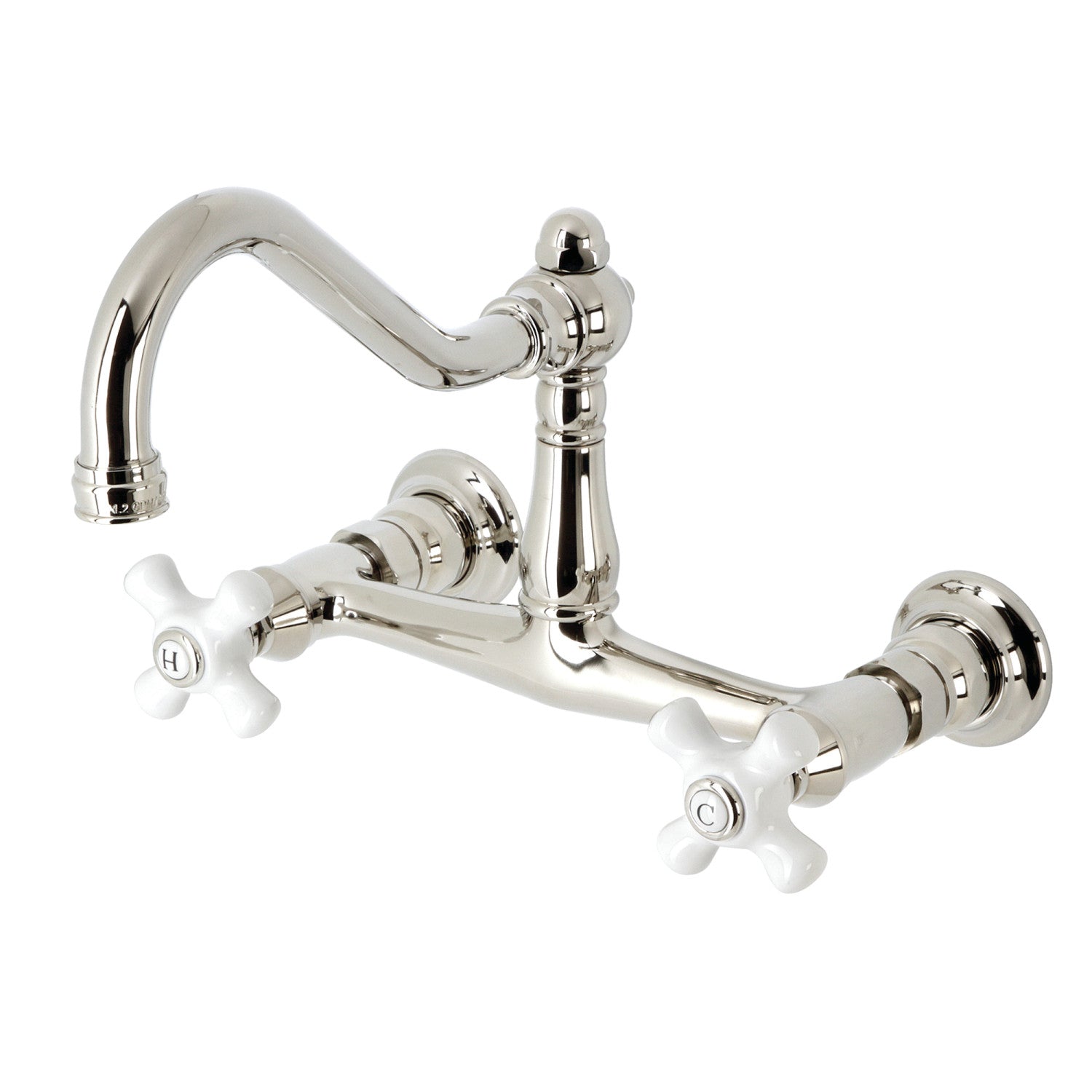 Kingston Heirloom KS3246PX - Vintage double poignée 2-Trou robinet de salle de bains mural, nickel poli