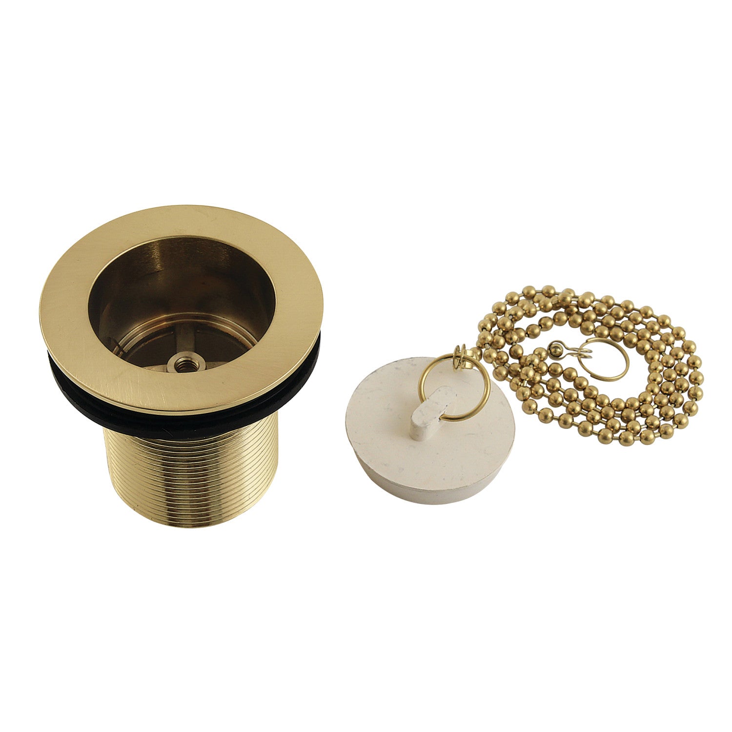 Kingston Heirloom DSP20SB - Made To Match 1-1/2-Inch Chain and Stopper Tub Drain with 2-Inch Body Thread, Brushed Brass