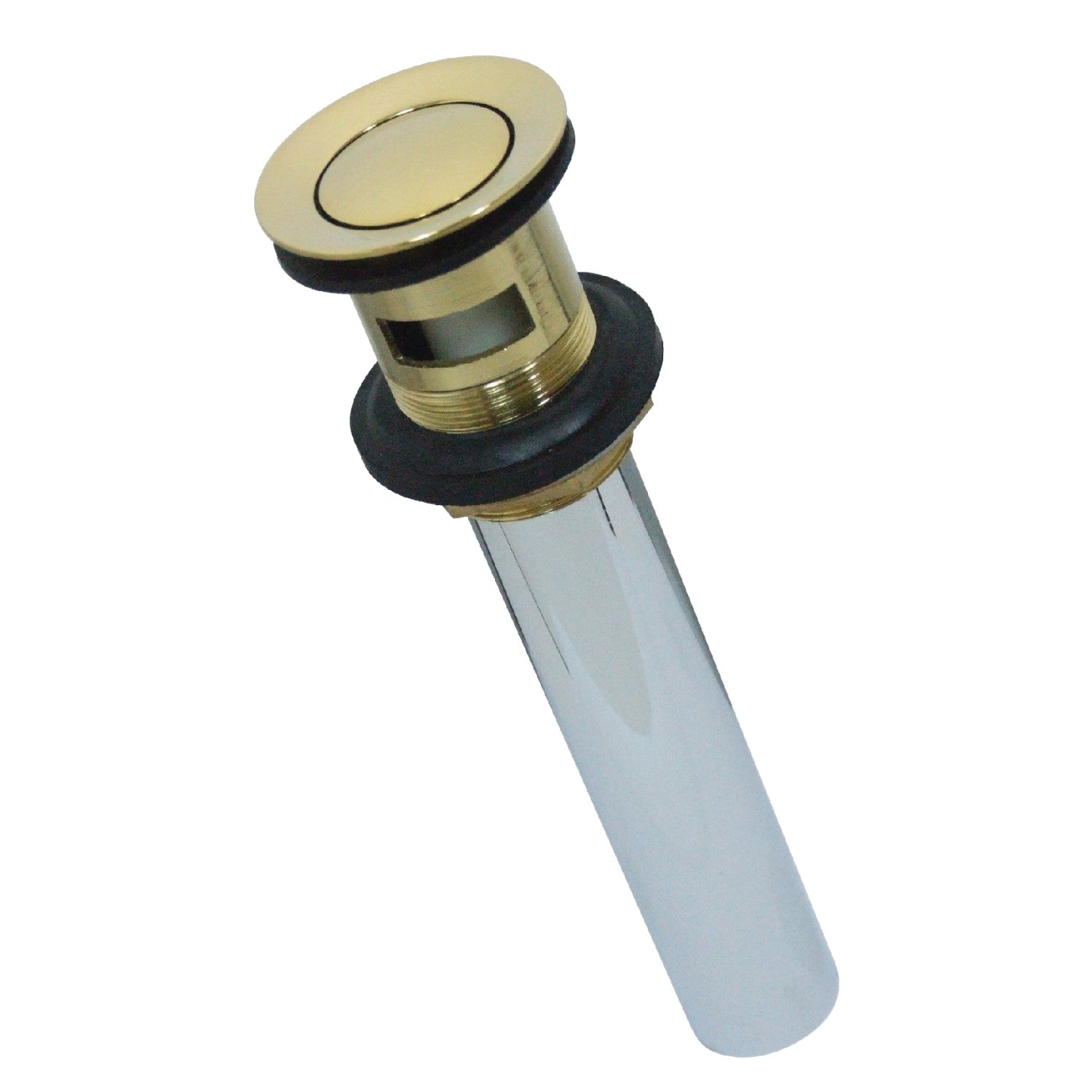 Kingston Trimscape KB8102 Brass Push Pop-Up Bathroom Sink Drain with Overflow, 22 Gauge, Polished Brass