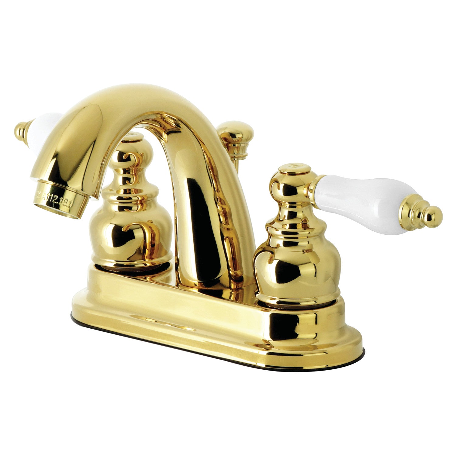Kingston Tulare GKB5612PL - Restoration Double-Handle 3-Hole Deck Mount 4-Inch Centerset Bathroom Faucet with Pop-Up Drain, Polished Brass