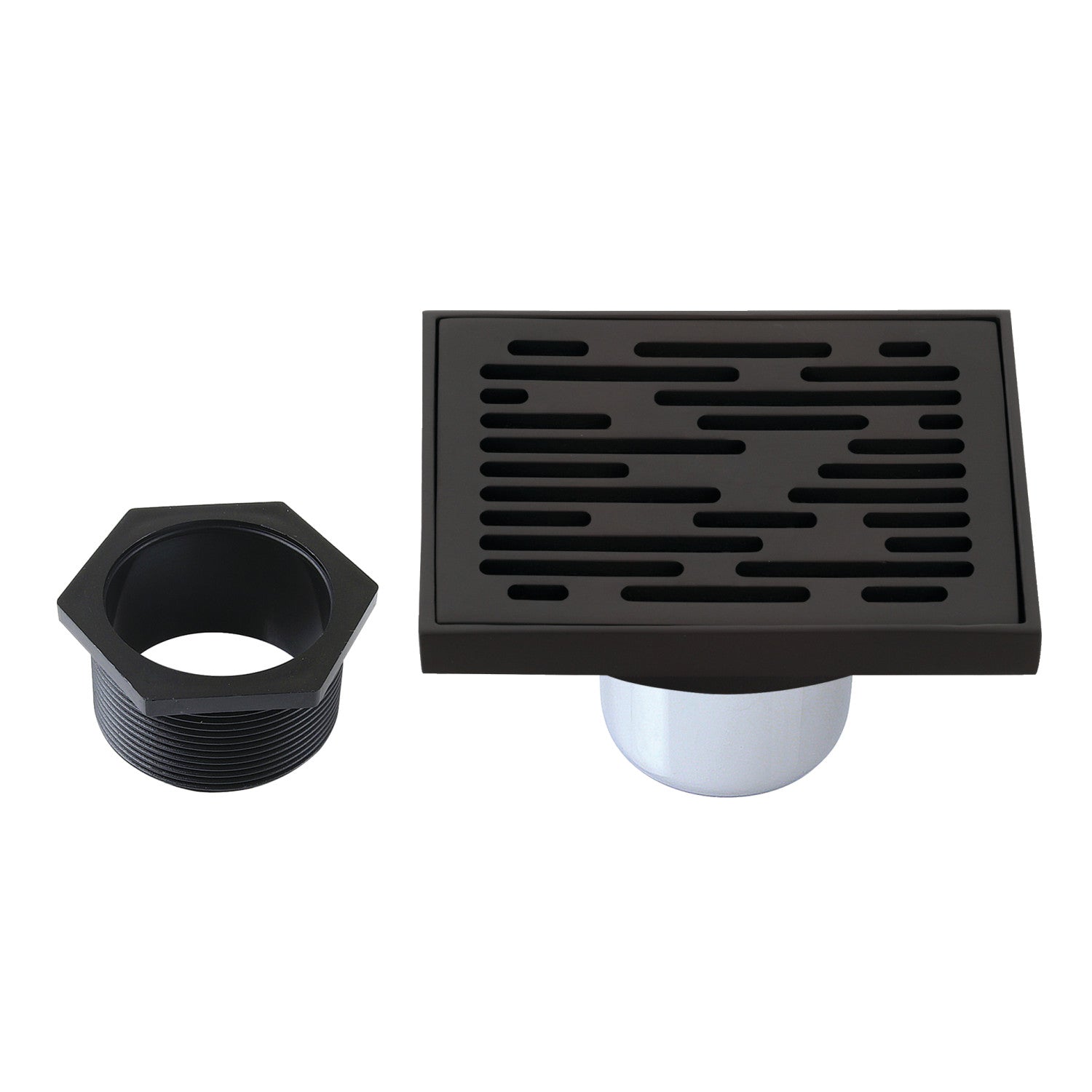 Kingston Watercourse BSF6310ORB 4-Inch Brass Square Grid Shower Drain with Hair Strainer, Oil Rubbed Bronze