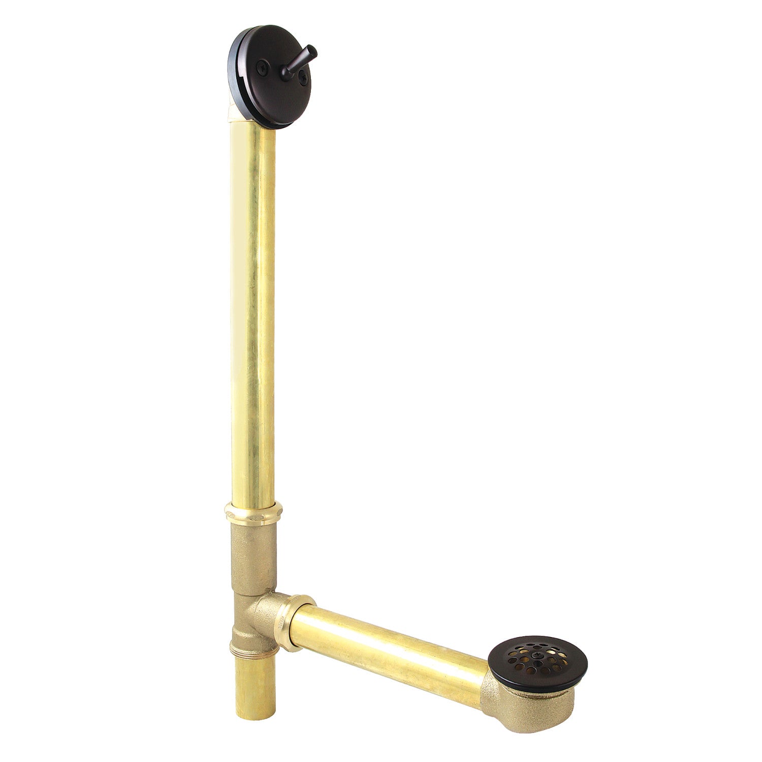 Kingston Tulare DTL1165 - Made To Match 21-Inch Brass Trip Lever Tub Waste and Overflow with Grid Strainer, Oil Rubbed Bronze