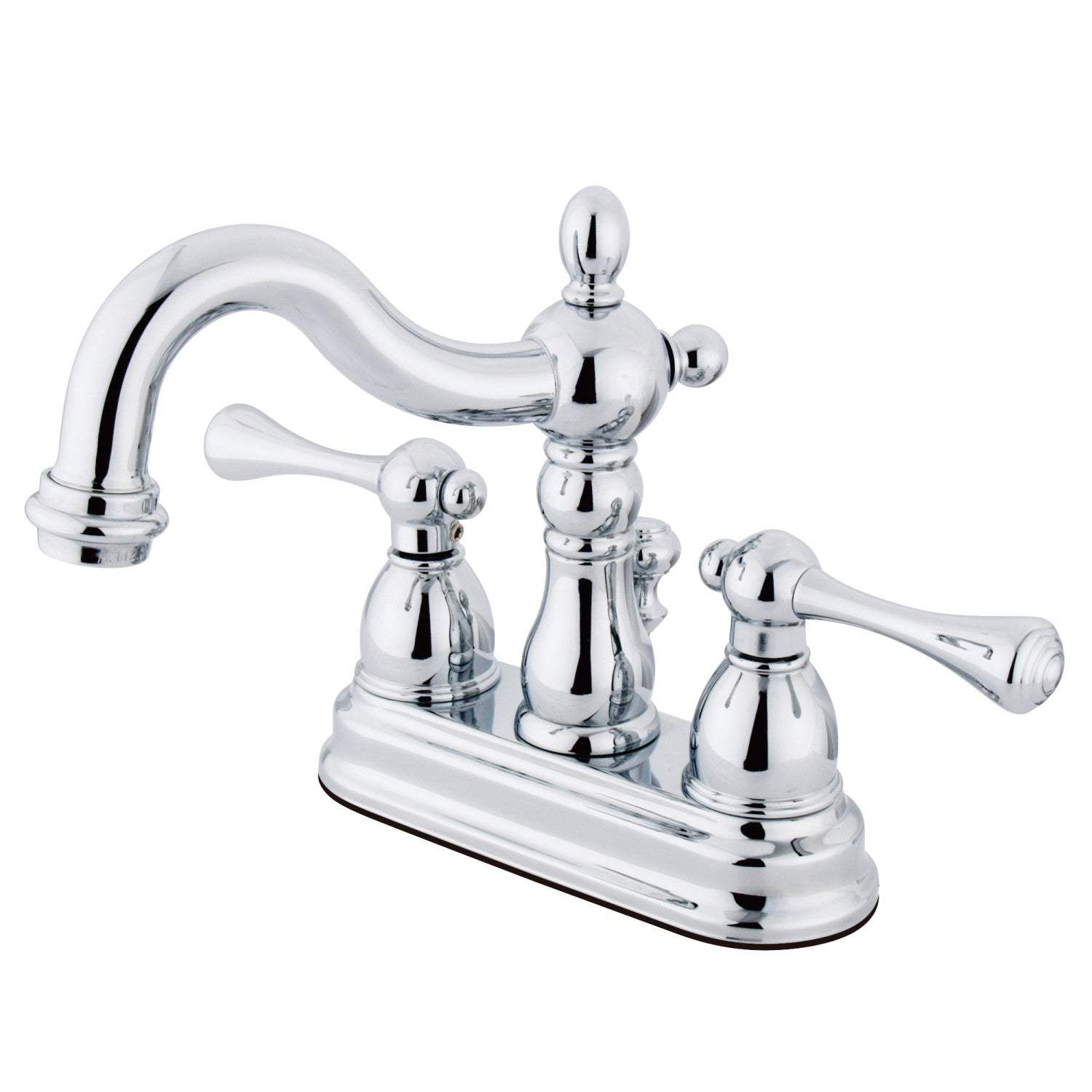 Kingston Heirloom KB1601BL - Heritage Double-Handle 3 trous montage sur plage 4-Inch Centerset Robinet de salle de bain avec drain à tirette, chrome poli