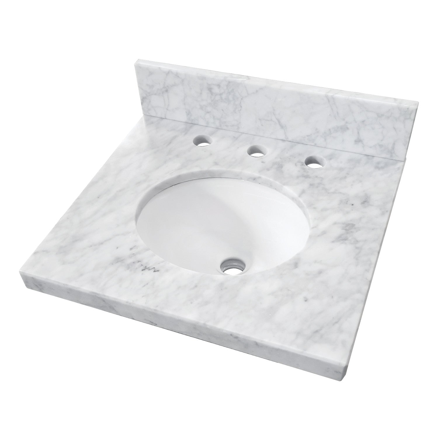 Kingston Tulare KVPB1917M38 - Fredrickson 19-Inch Carrara Marble Vanity Sink Top (8" Faucet Drillings), Carrara White