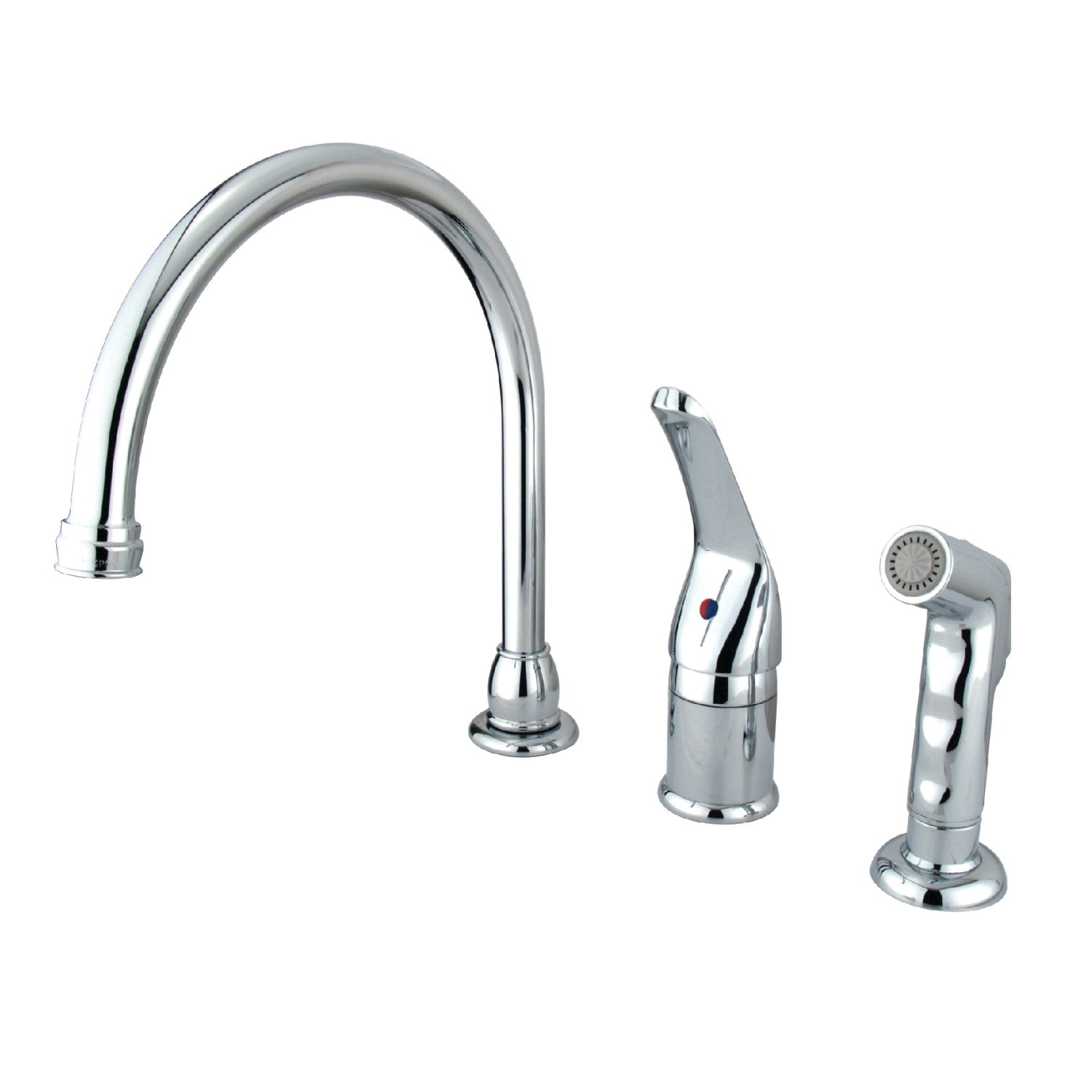 Kingston Tulare KB821 - Robinet de cuisine à une poignée Chatham 3 trous avec pulvérisateur latéral, chrome poli