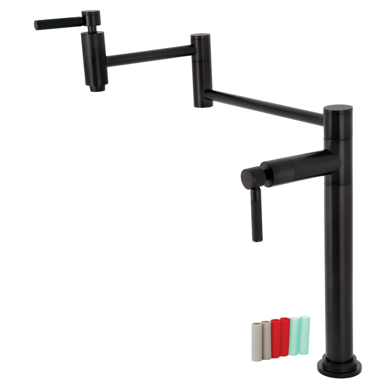 Kingston Sona KS8700DKL - Robinet de remplissage de pot de plate-forme à deux poignées Kaiser 1 trou, noir mat