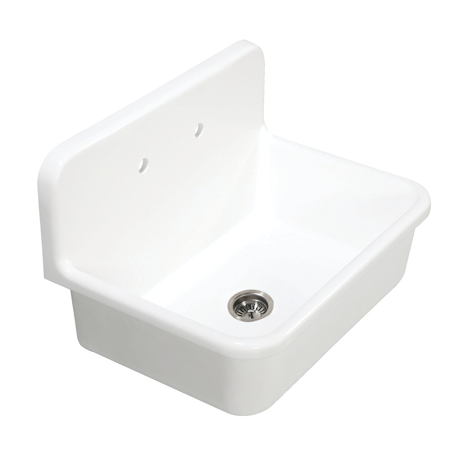 Kingston Heirloom GKTA3020198 - Arcticstone 30-Inch Solid Surface White Stone Single Bowl Top-Mount Kitchen Sink with Backsplash and Strainer, Matte White