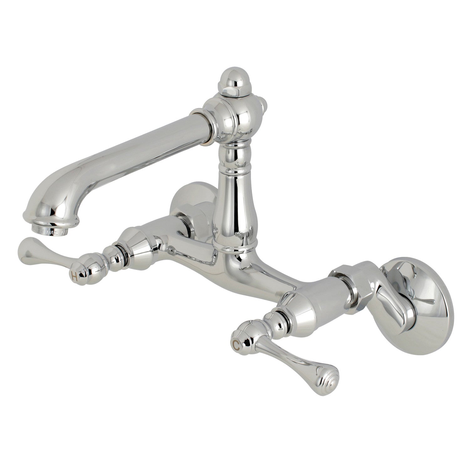 Kingston Tulare KS7221BL - Robinet de cuisine à deux poignées de pays anglais 2 trous Wall Mount Bridge, chrome poli