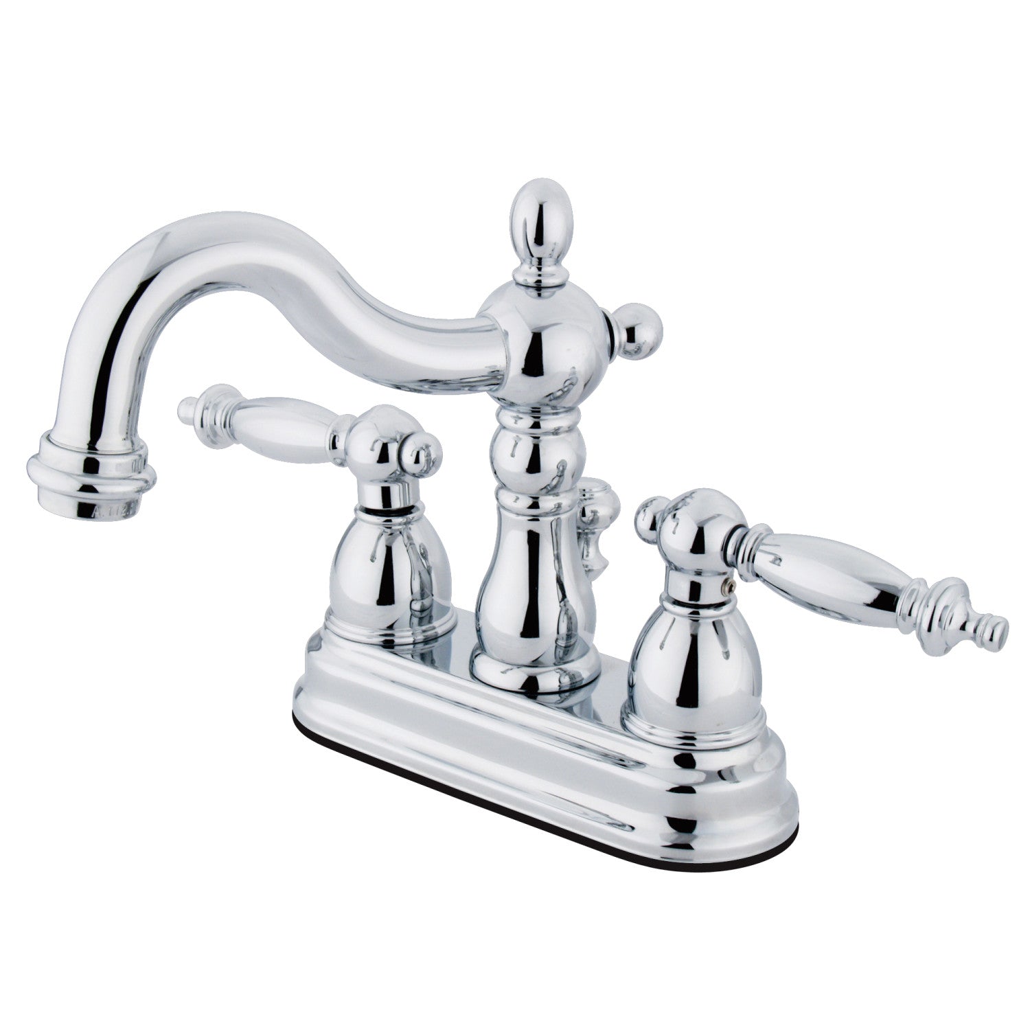 Kingston Heirloom KB1601TL - Heritage Double-Handle 3 trous montage sur plage 4-Inch Centerset Robinet de salle de bain avec drain à tirette, chrome poli