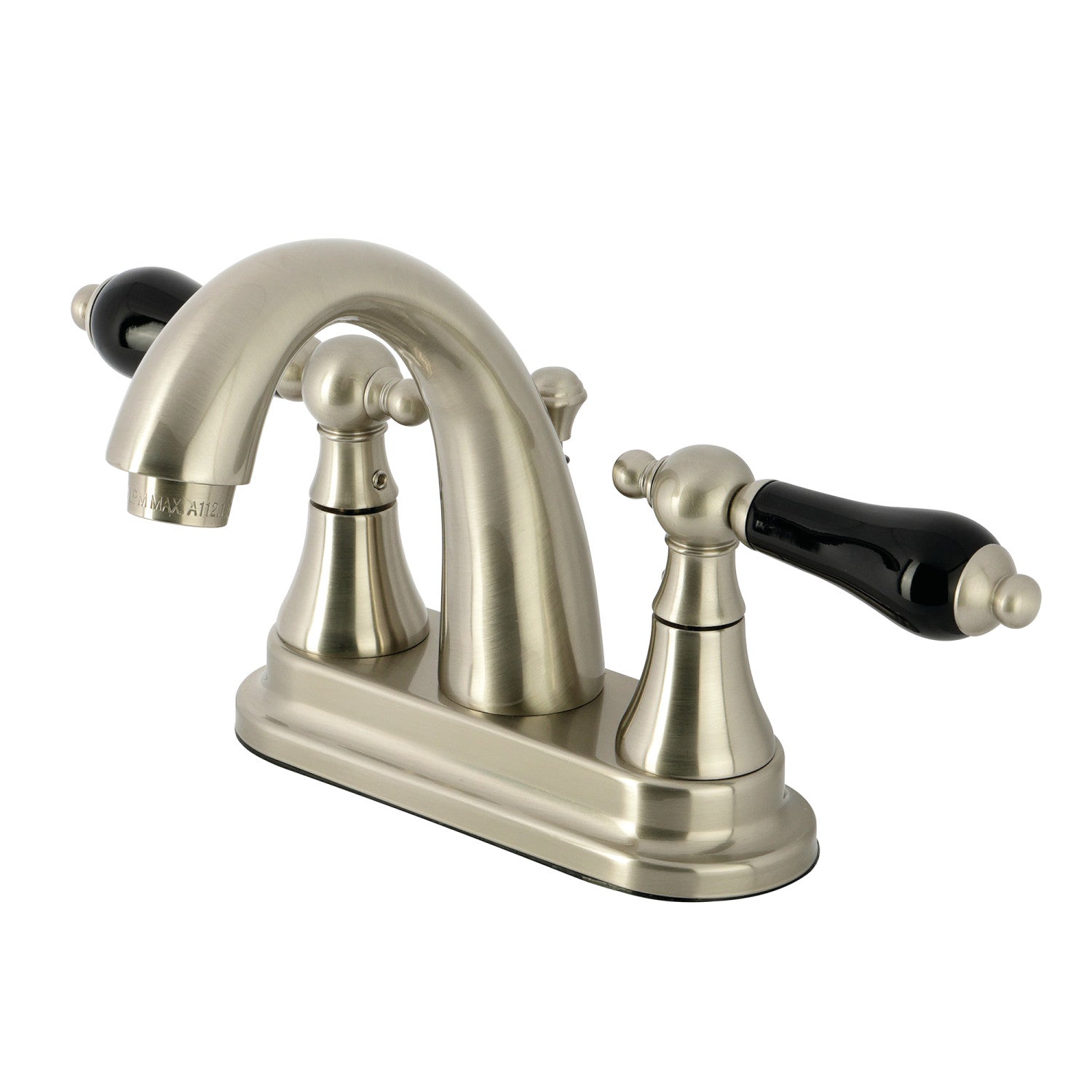 Kingston Heirloom KS7618PKL - Duchesse Double-poignée 3 trous montage sur plage 4-Inch Centerset Robinet de salle de bains avec laiton à tirette, Nickel brossé