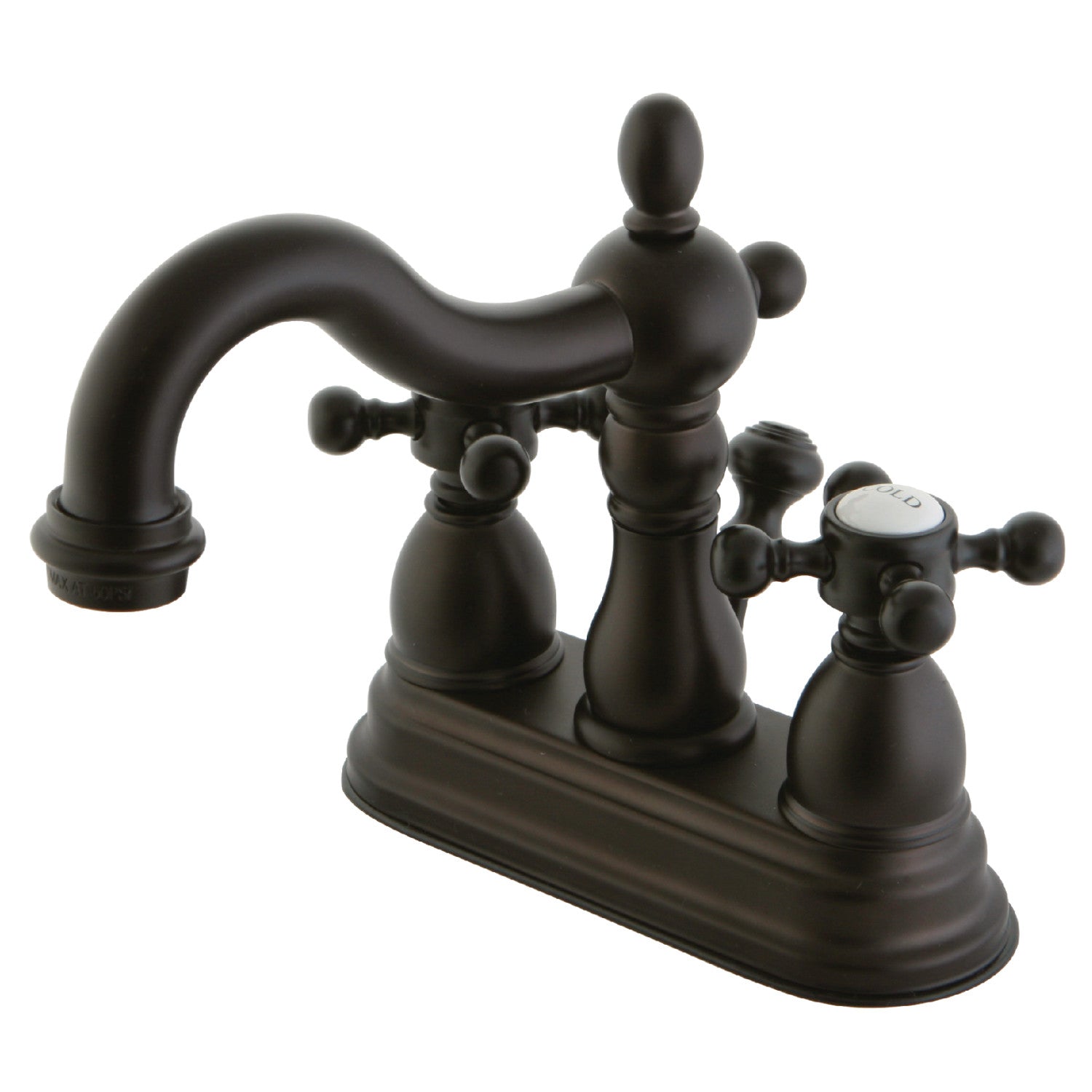 Kingston Heirloom KB1605BX - Heritage Double-Handle 3 trous montage sur plage 4-Inch Centerset Robinet de salle de bains avec drain à tirette, Bronze Rubbé à l'huile