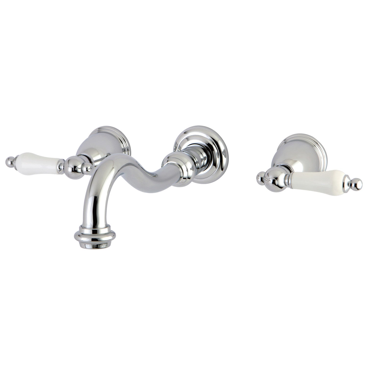 Kingston Heirloom KS3121PL - Robinet de salle de bains mural double poignée vintage 3 trous, chrome poli