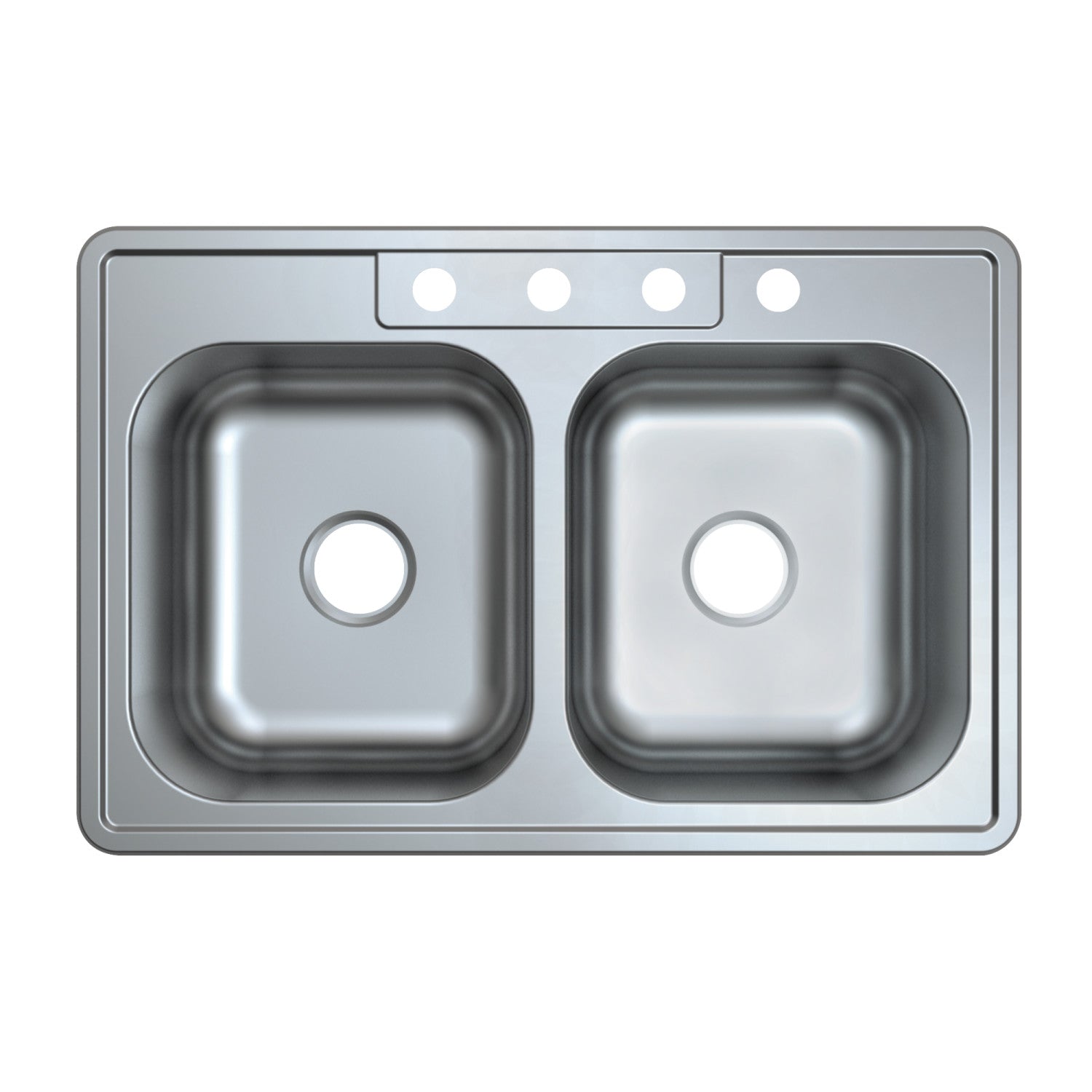 Kingston Studio GKTD33228 33-Inch Stainless Steel Self-Rimming Double Bowl Drop-In Kitchen Sink, Brushed Stainless Steel
