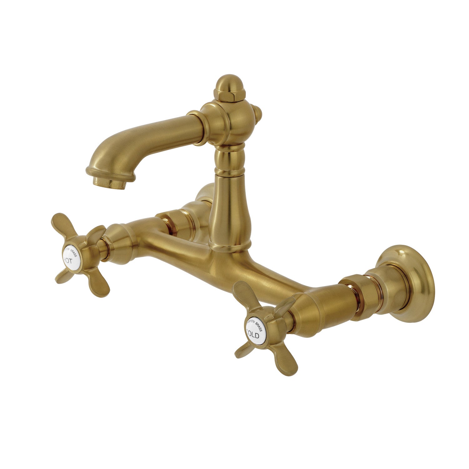 Kingston Heirloom KS7257BEX - Essex Double-Handle 2 trous Robinet de salle de bains mural, laiton brossé