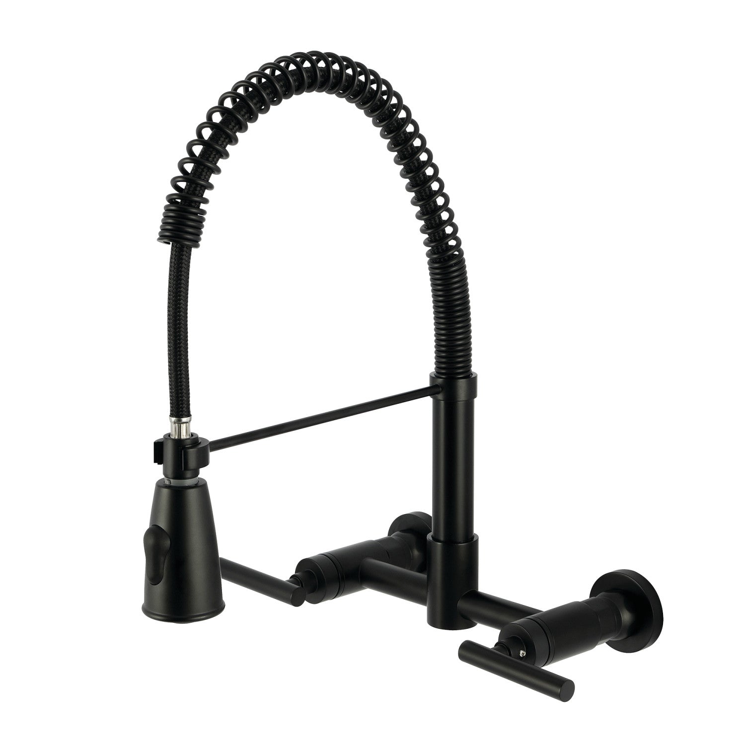 Kingston Sona GS8280CML - Robinet de cuisine à double poignée 2 trous pour montage mural, noir mat
