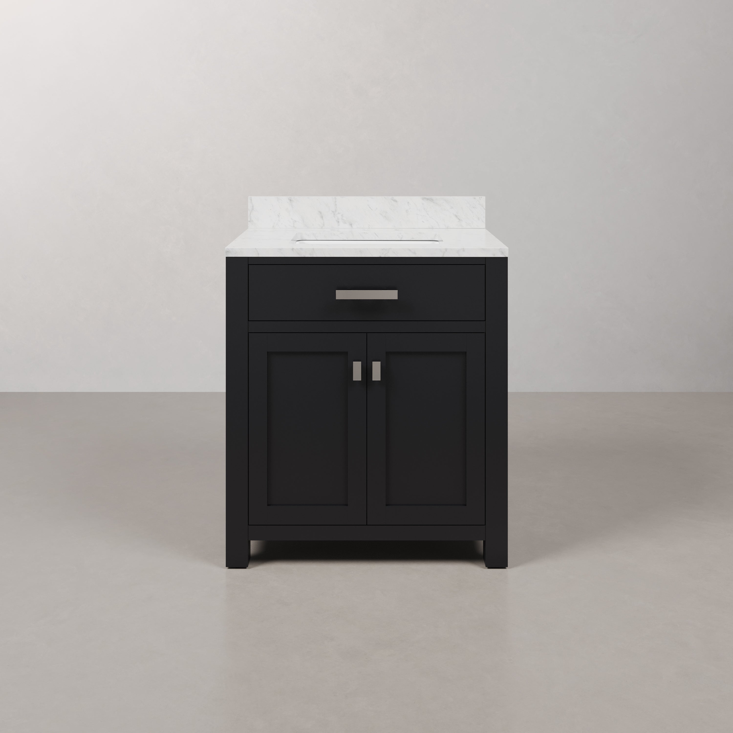 Kingston Luxe MS30CW01ES - 30 in. x 21.5 in. Bathroom Vanity Single Sink with Carrara White Marble Top, Espresso