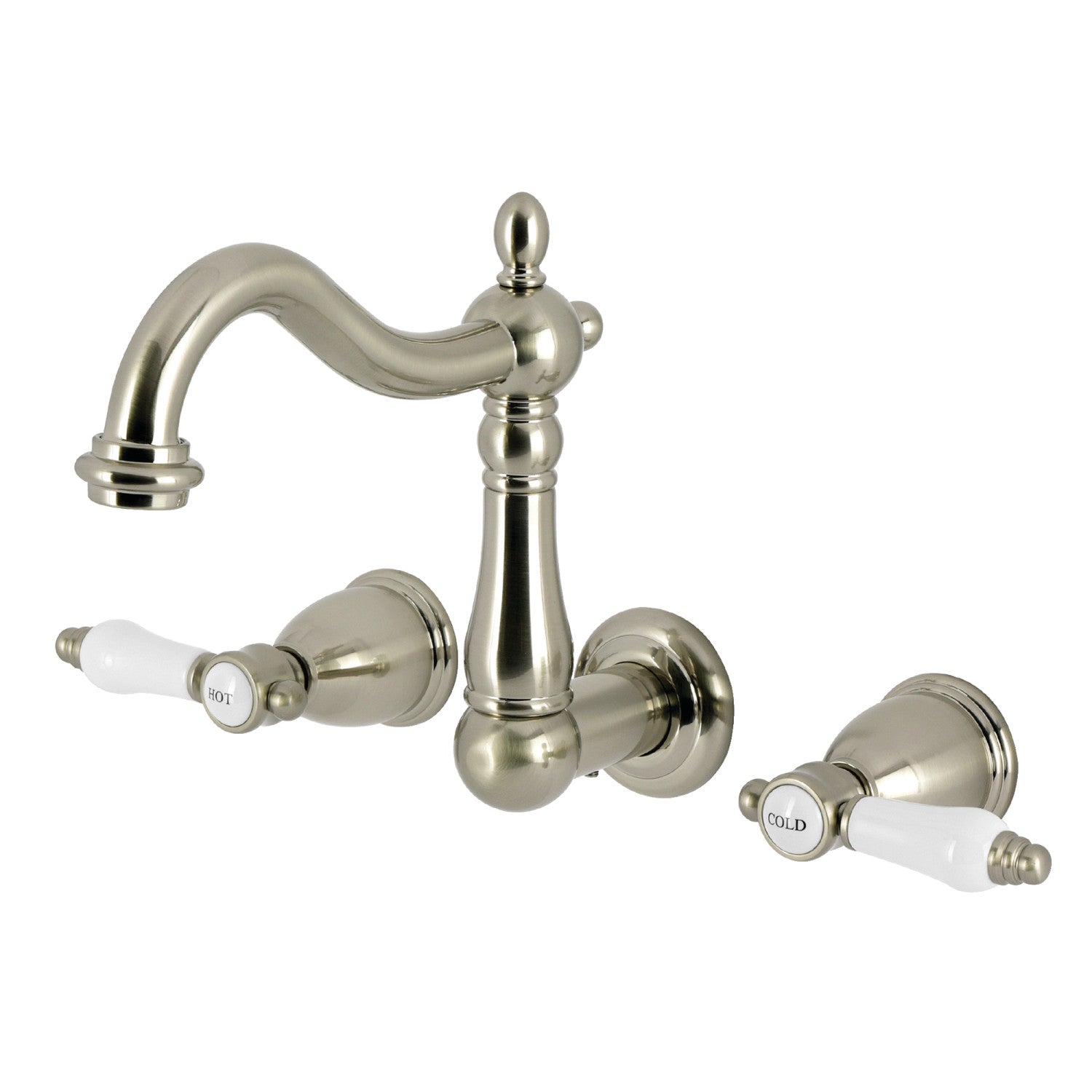 Kingston Heirloom KS1258BPL - Bel-Air Double-Handle 3 trous Robinet de salle de bain mural, Nickel brossé