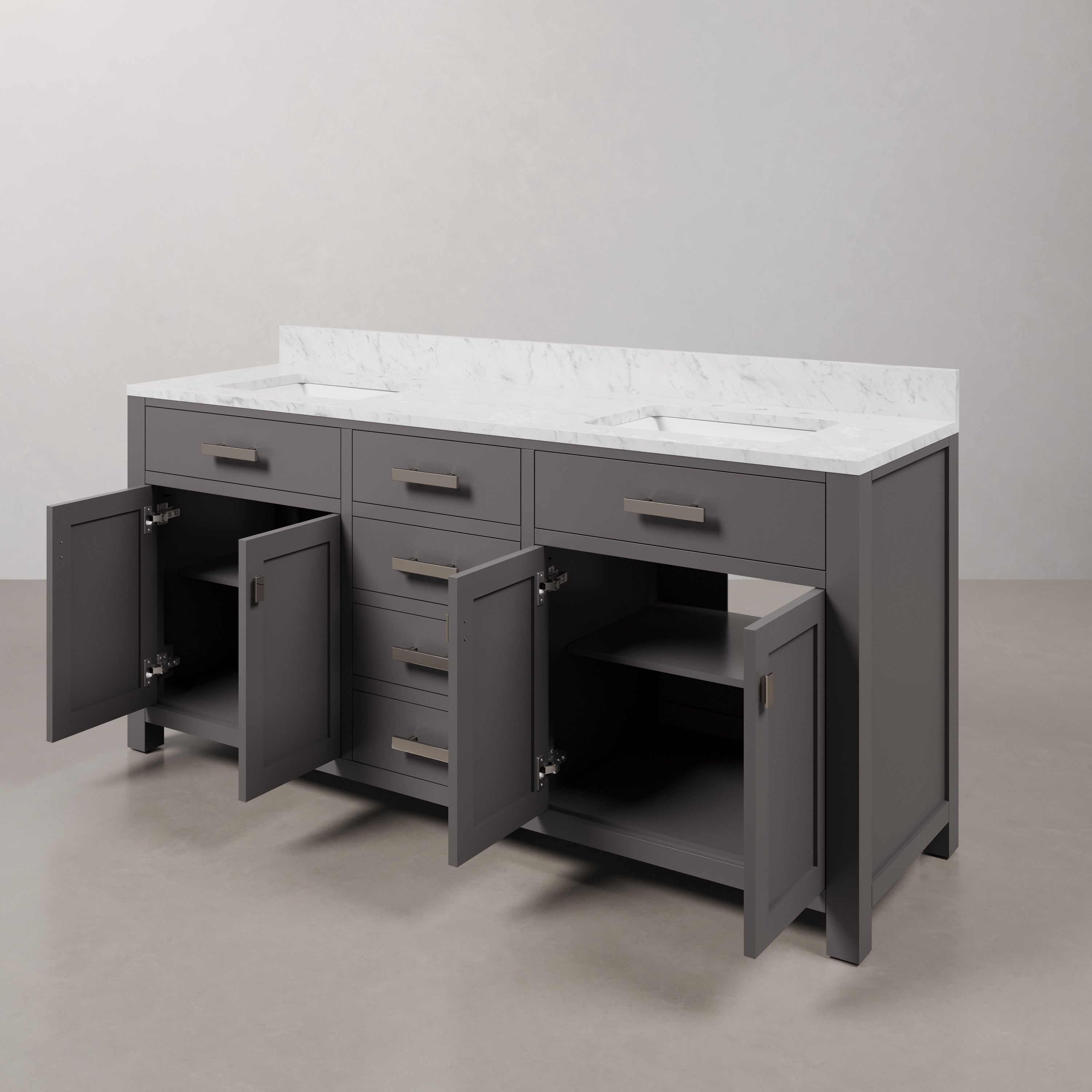 Kingston Luxe MS72CW01CG - 72 in. x 21 in. Bathroom Vanity Marble Top in Carrara White, Cashmere Grey