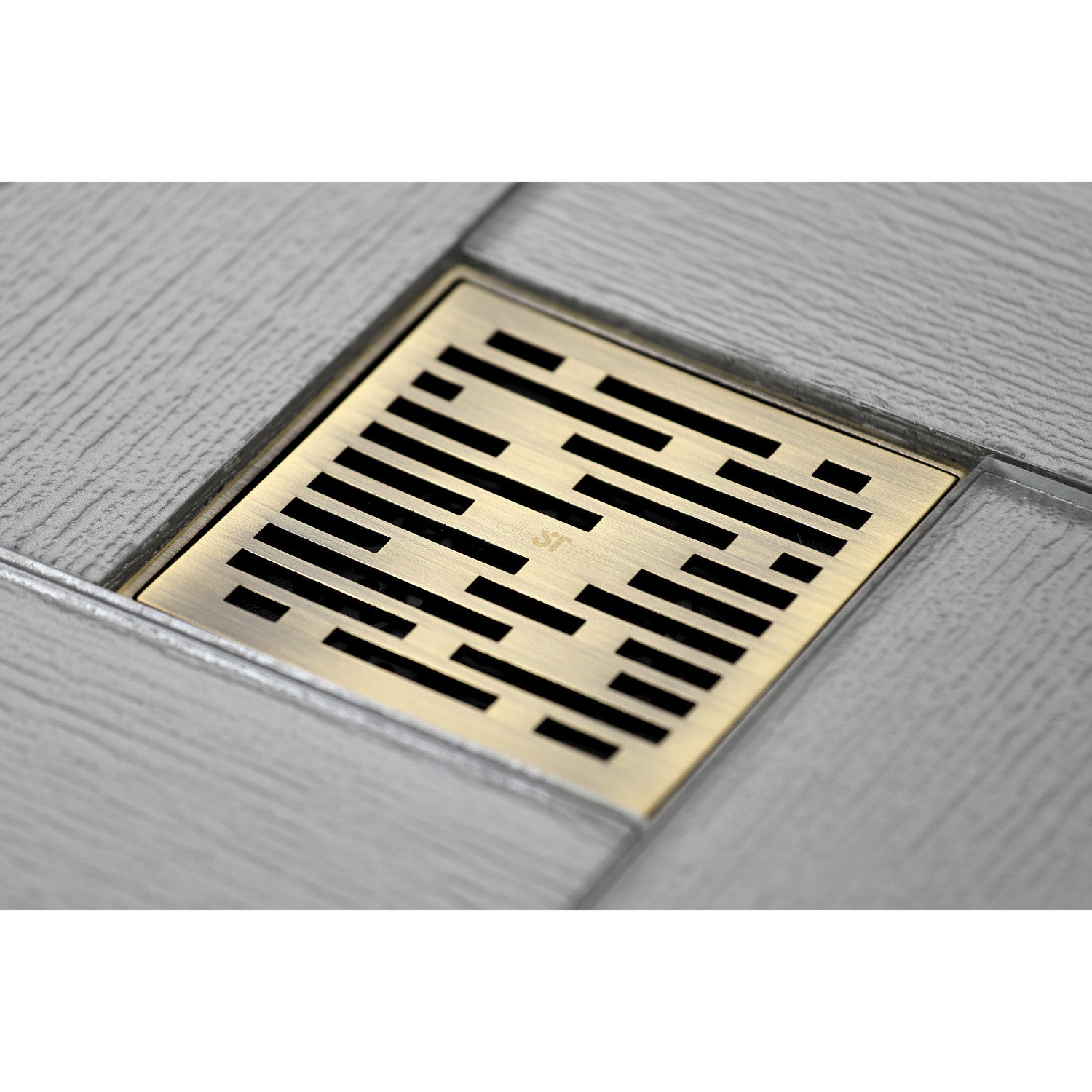 Kingston Watercourse BSF6310AB 4-Inch Brass Square Grid Shower Drain with Hair Strainer, Antique Brass