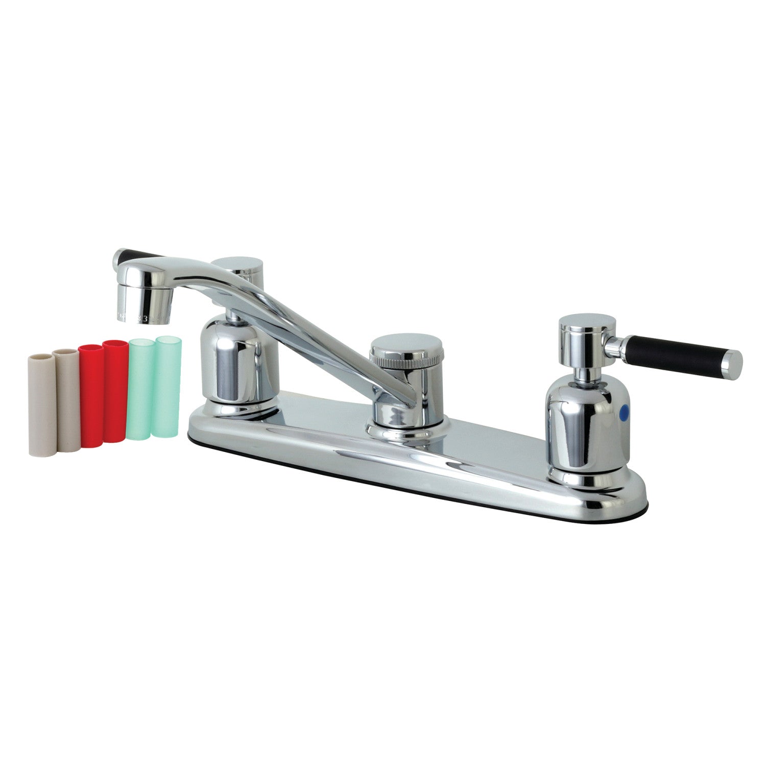 Kingston Tulare FB111DKL - Robinet de cuisine central à deux poignées Kaiser 2 trous 8, chrome poli