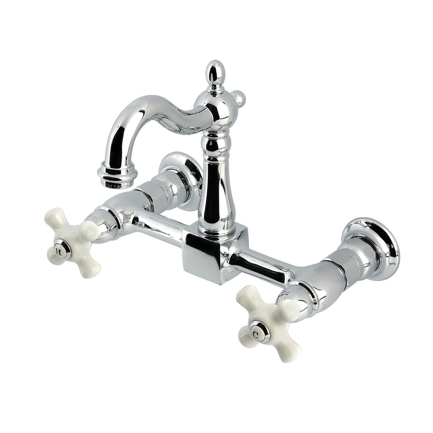 Kingston Heirloom KS2441PX - Robinet de cuisine à deux poignées Heritage 2 trous, chrome poli