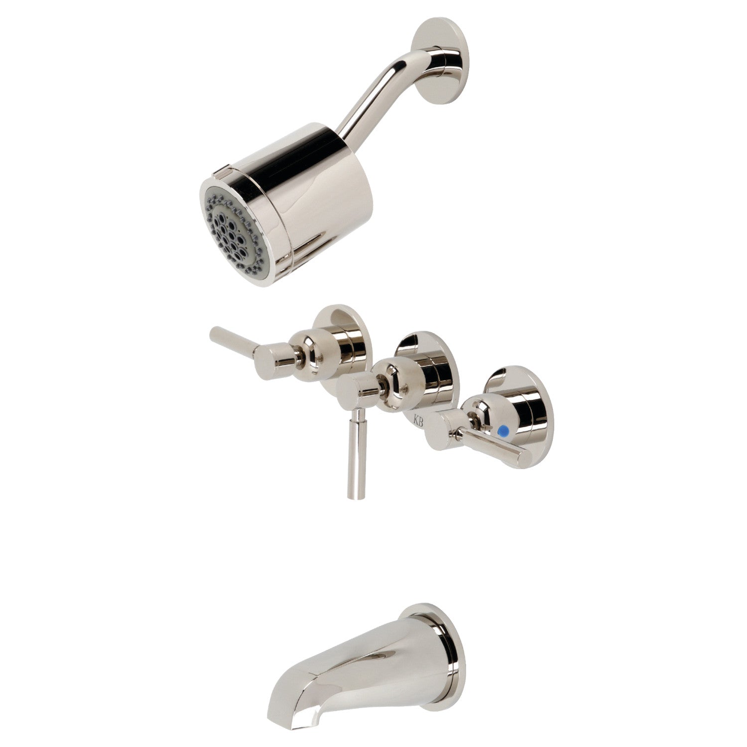 Kingston Sona KBX8136DL - Robinet de baignoire et de douche à triple poignée Concord, nickel poli
