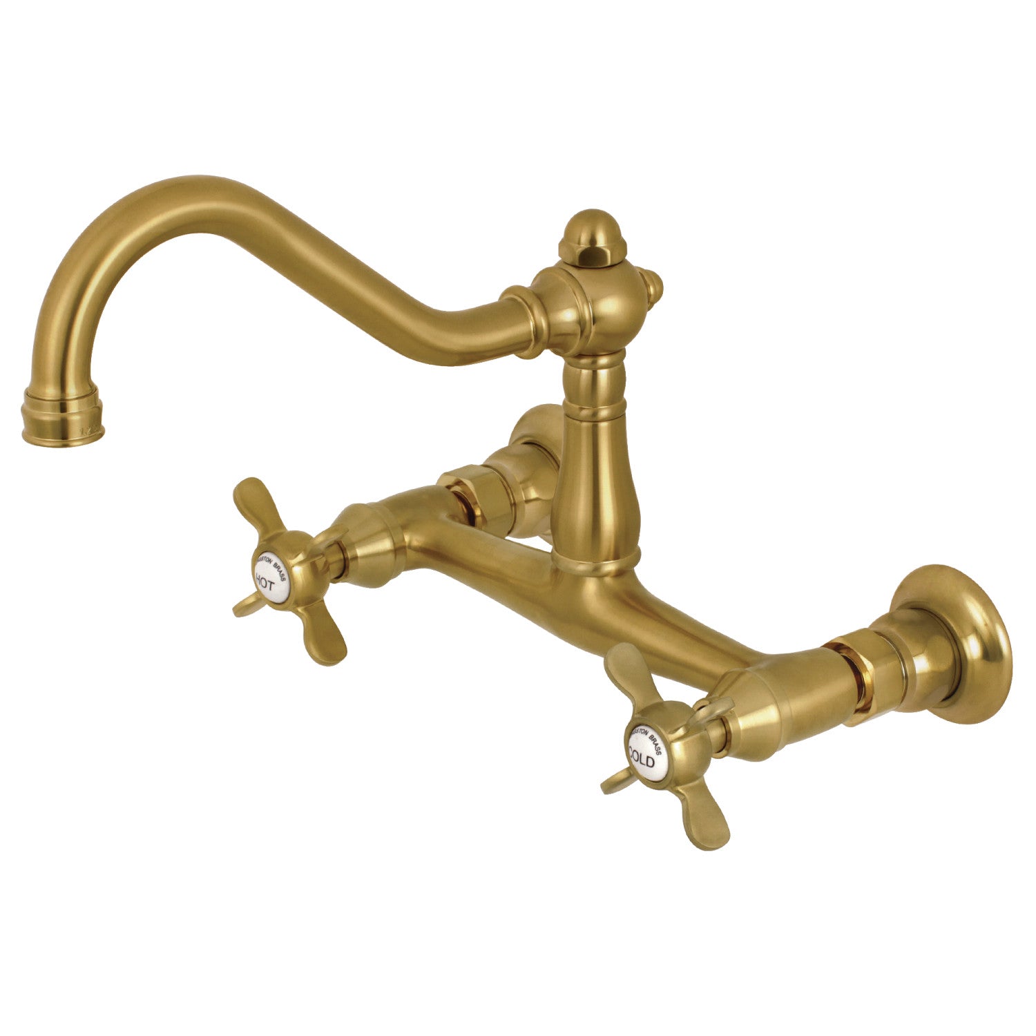 Kingston Heirloom KS3247BEX - Essex Double-Handle 2 trous Robinet de salle de bains mural, laiton brossé