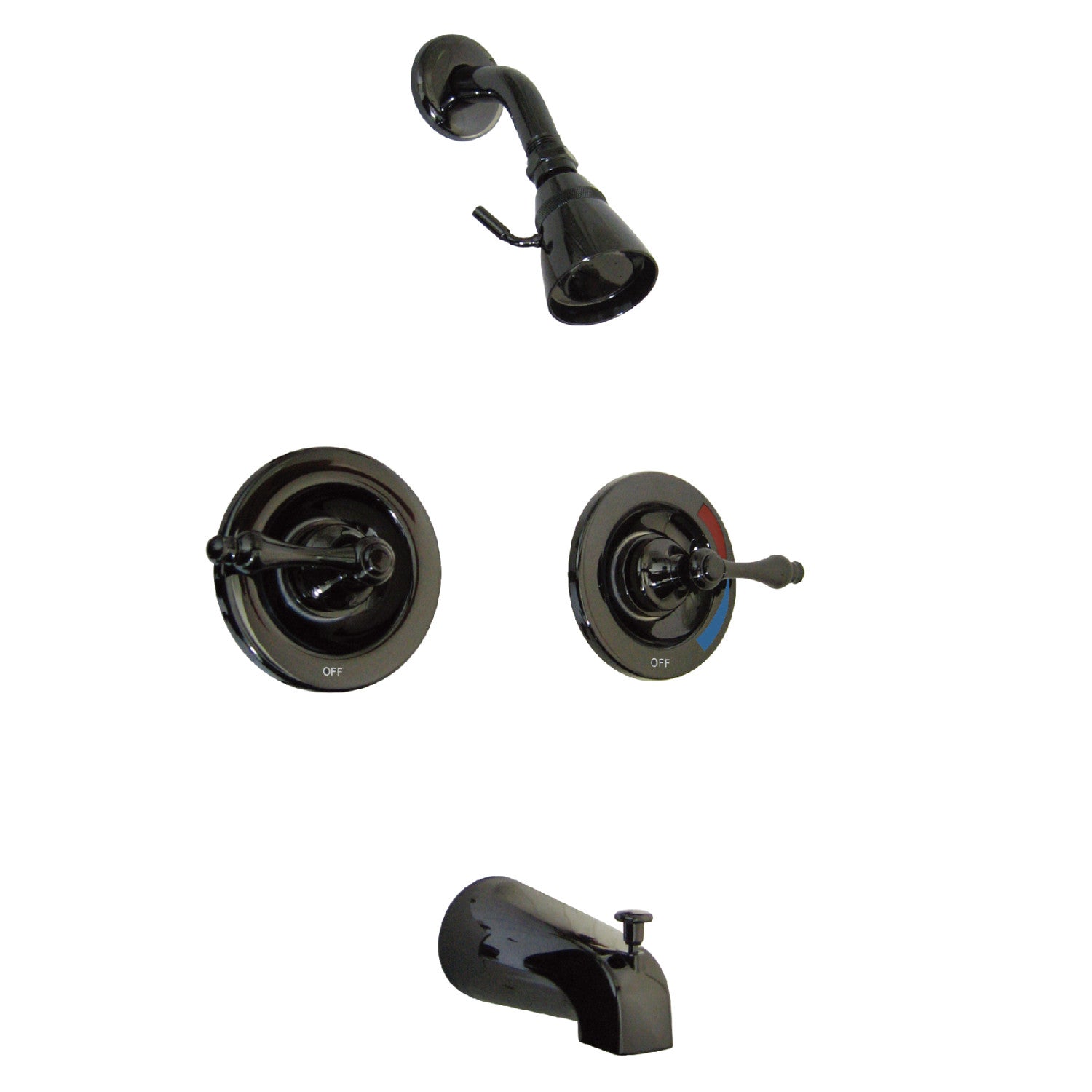 Kingston Heirloom NB660AL - Robinet de baignoire et de douche à double poignée Water Onyx, acier inoxydable noir