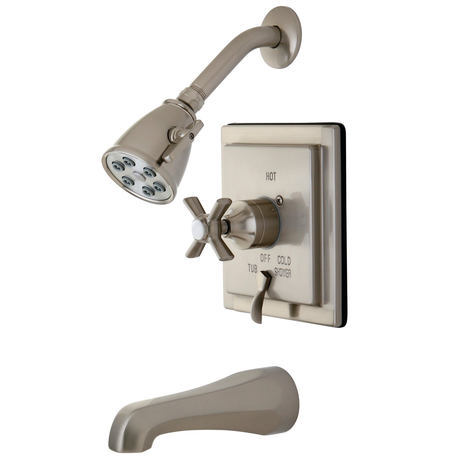 Kingston Tulare VB86580ZX - Robinet de baignoire et de douche à pression monomanche Millennium, Nickel brossé