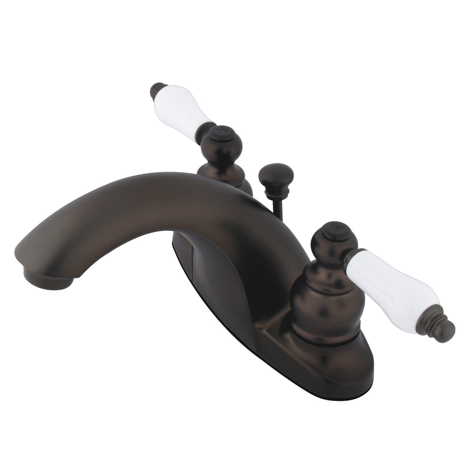Kingston Heirloom KB7645PL - Robinet de salle de bain à double poignée de pays anglais 3 trous montage sur plage 4-Inch Centerset avec drain à tirette, bronze huilé