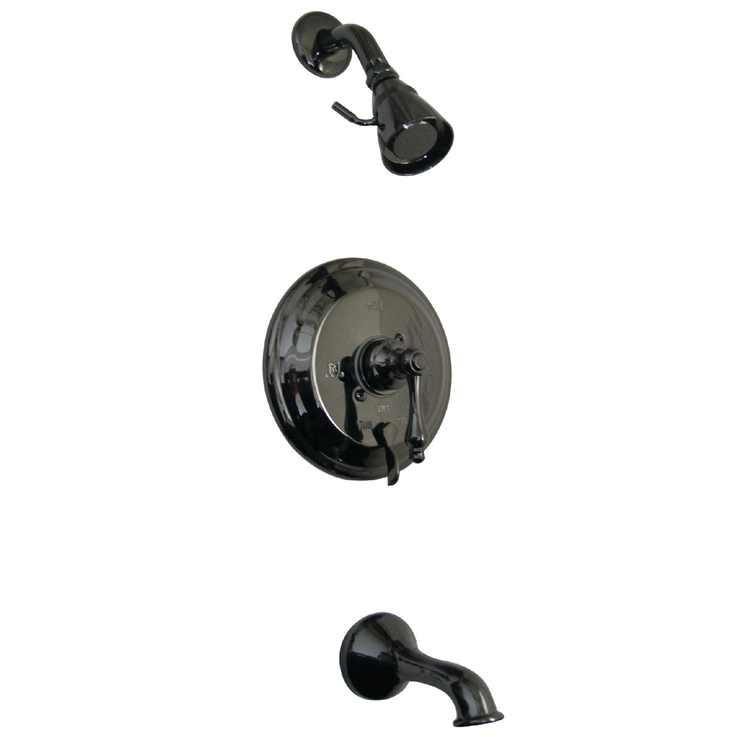 Kingston Heirloom NB36300AL - Robinet de baignoire et de douche équilibré par pression à une poignée, acier inoxydable noir