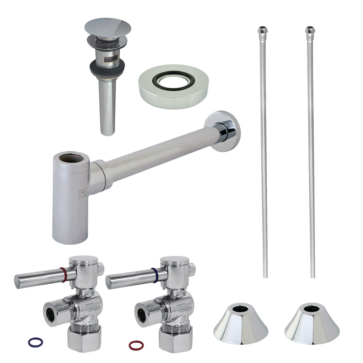 Kingston Sona CC53301DLVOKB30 - Trimscape Modern Plumbing Sink Trim Kit with Bottle Trap and Overflow Drain, Polished Chrome