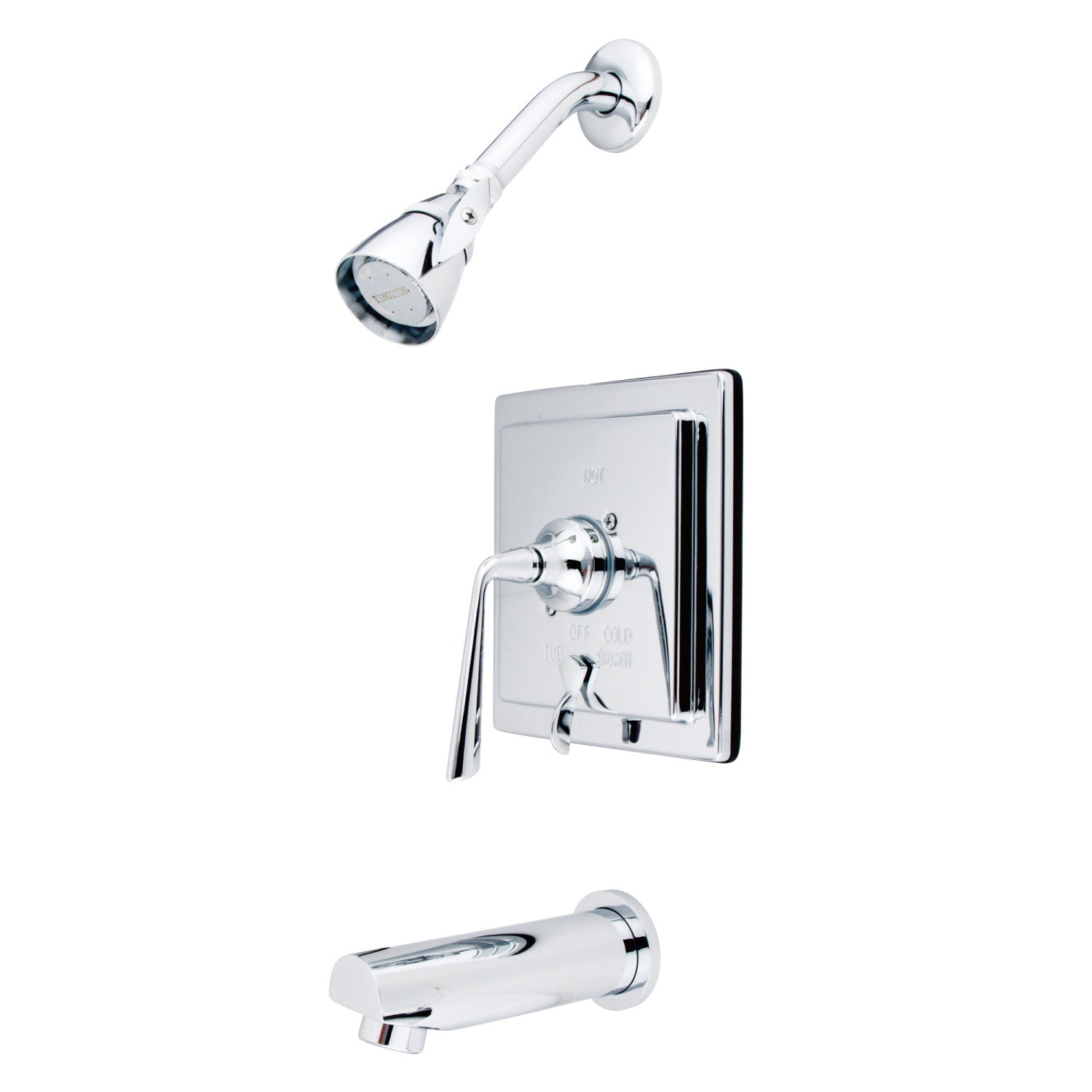 Kingston Sona KB86510ZL - Robinet de baignoire et de douche équilibré à une poignée Silver Sage, chrome poli