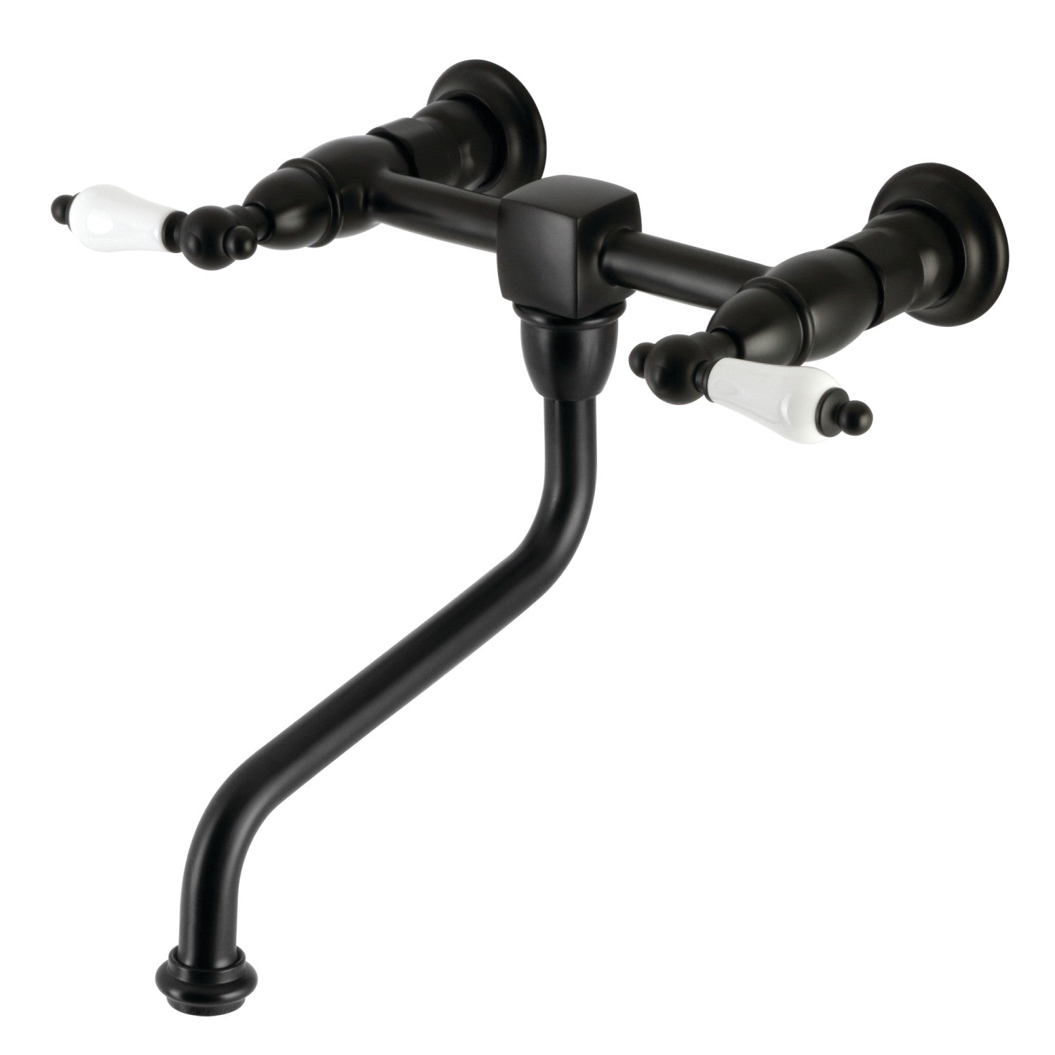 Kingston Heirloom KS1210PL - Robinet de salle de bains à double poignée Heritage 2 trous, noir mat