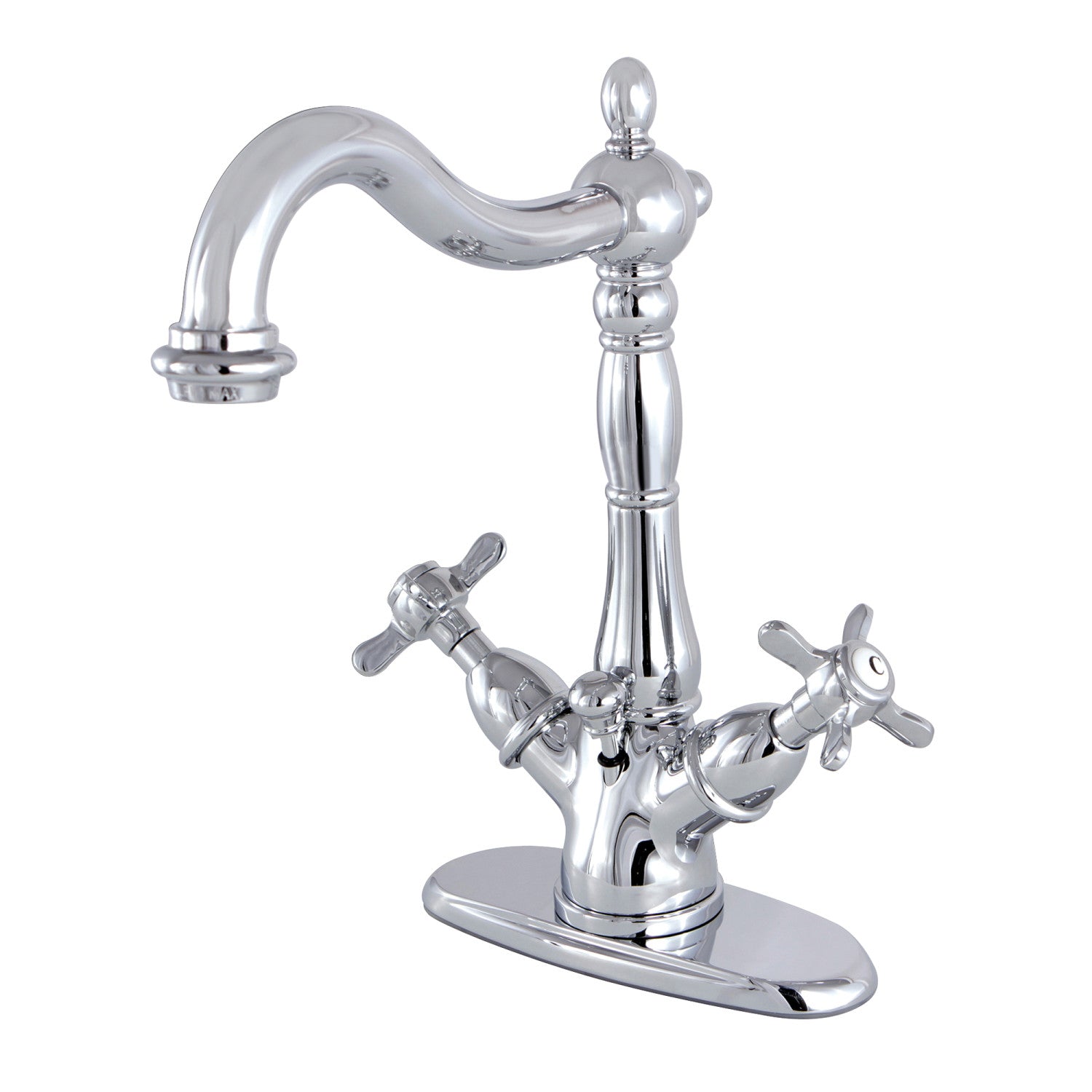 Kingston Heirloom KS1431BEX - Essex Double-Handle 1-or-3 Trou montage sur plage 4-Inch Centerset Robinet de salle de bains avec laiton à tirette, Chrome poli