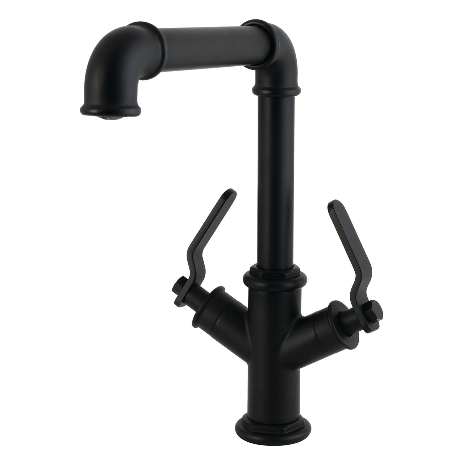 Kingston Whitaker LS6500KL Robinet de cuisine à deux poignées 1 trou, noir mat