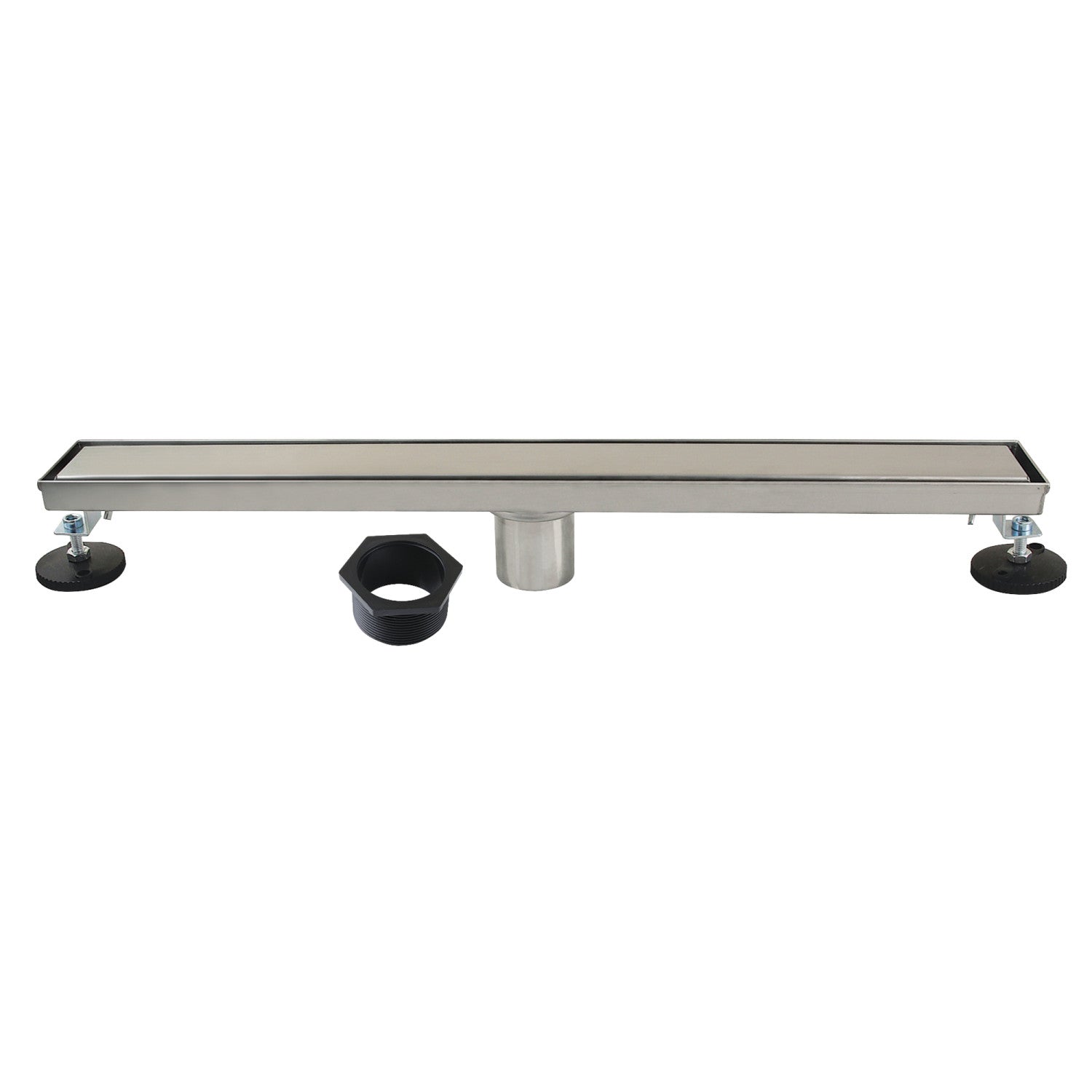 Kingston Watercourse BSF2428 24-Inch Stainless Steel Linear Shower Drain with Reversible Tile Insert and Flat Grate, Brushed Nickel