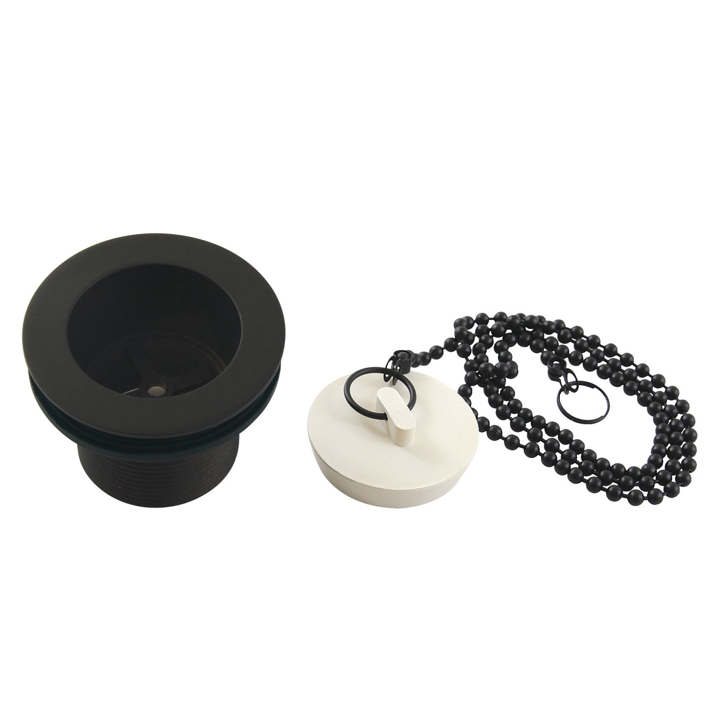 Kingston Heirloom DSP15MB - Made To Match 1-1/2-Inch Chain and Stopper Tub Drain with 1-1/2-Inch Body Thread, Matte Black