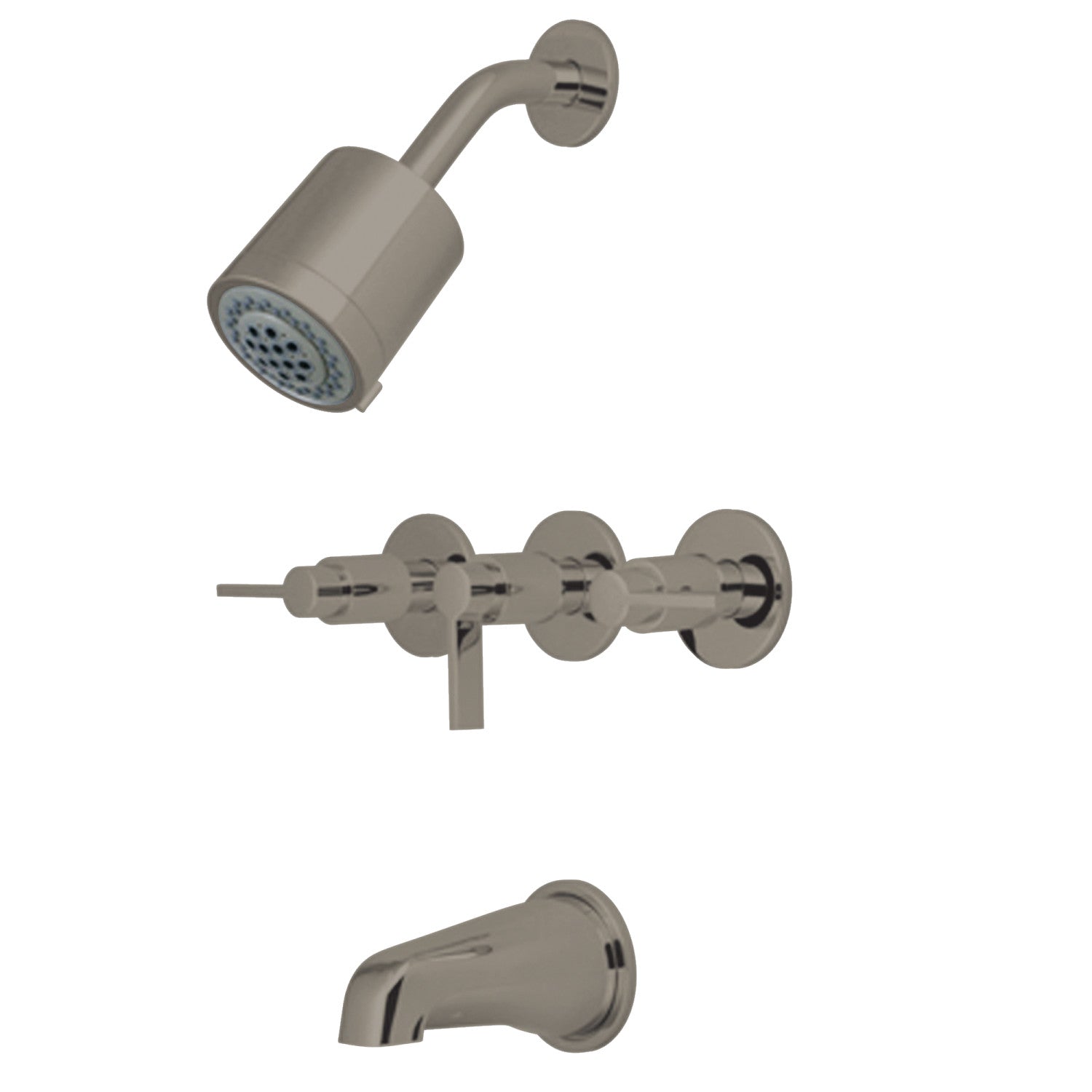 Kingston Sona KBX8138NDL - Robinet de baignoire et de douche à triple poignée NuvoFusion, Nickel brossé