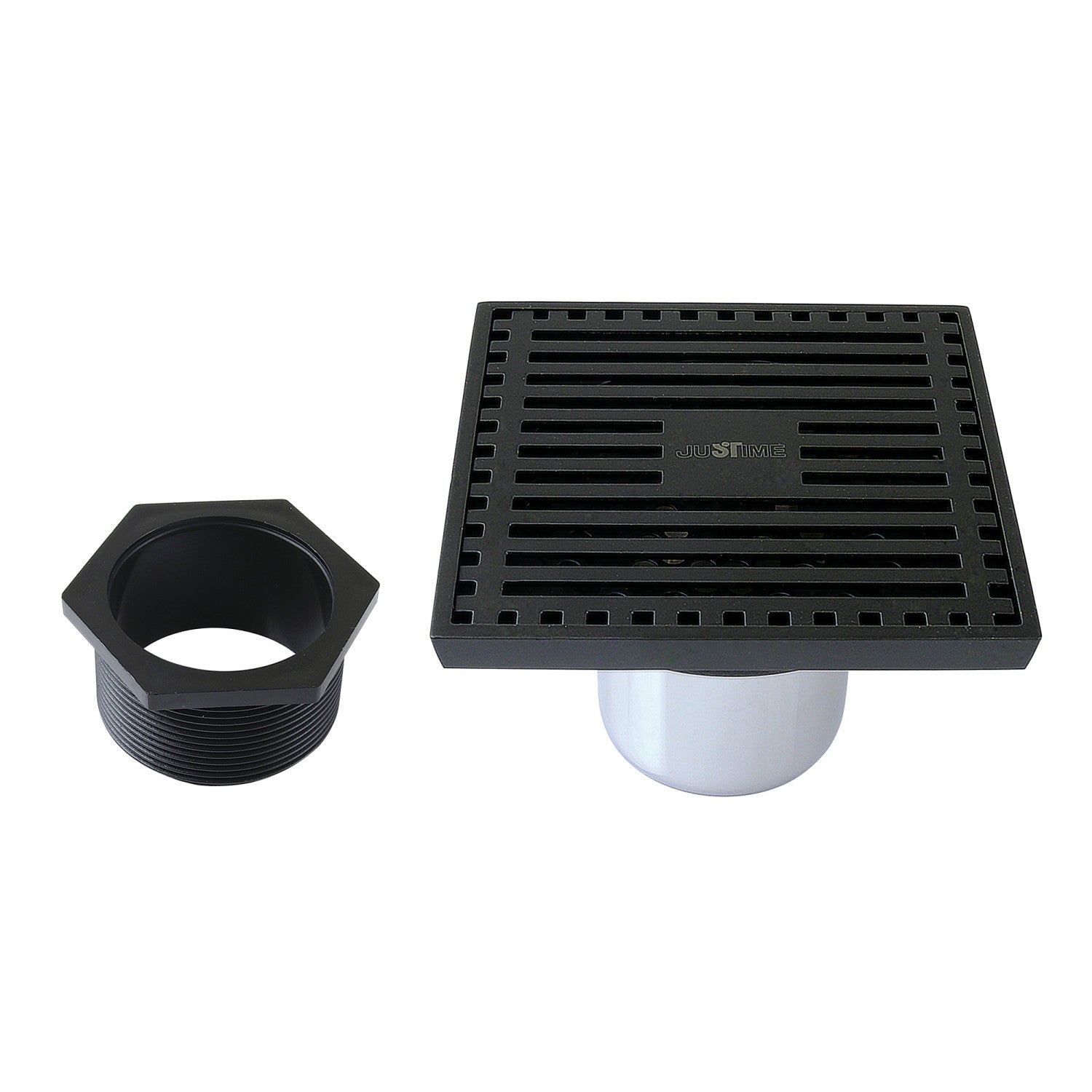 Kingston Watercourse BSF4464MB 4-Inch Brass Square Grid Shower Drain with Hair Strainer, Matte Black