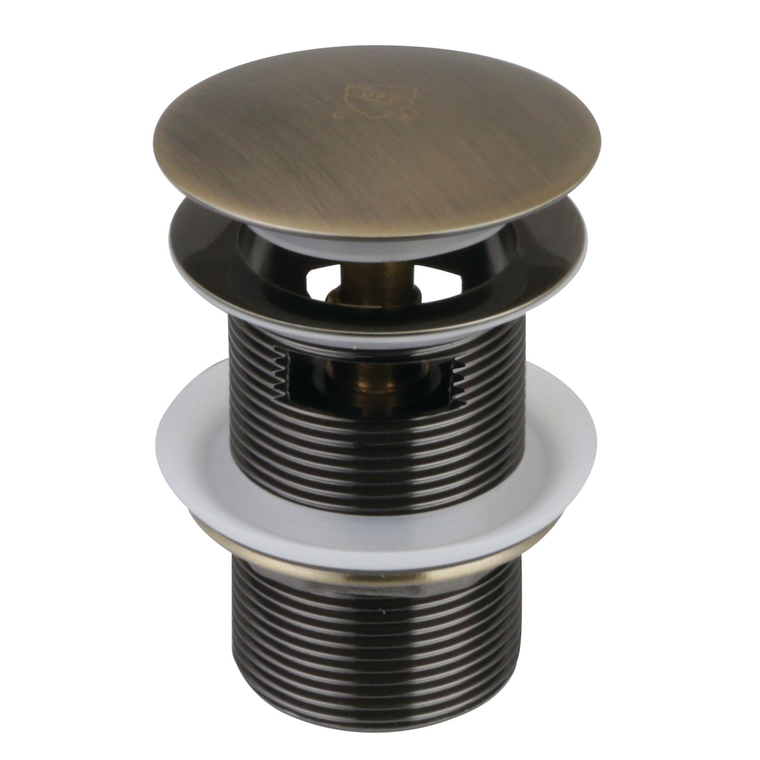 Kingston Sona VTDESHOEAB - Trimscape Brass Toe Touch Tub Drain Shoe with Overflow, Antique Brass