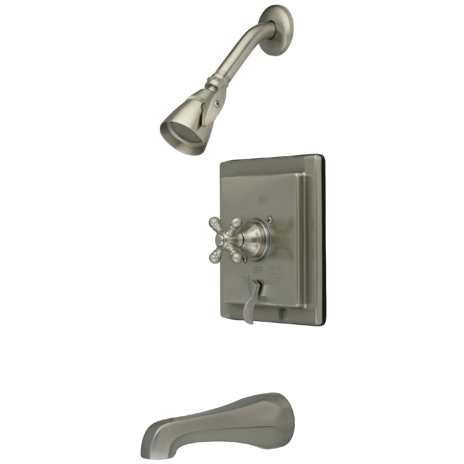 Kingston Tulare KB86584BX - Robinet de baignoire et de douche à pression à une poignée, nickel brossé