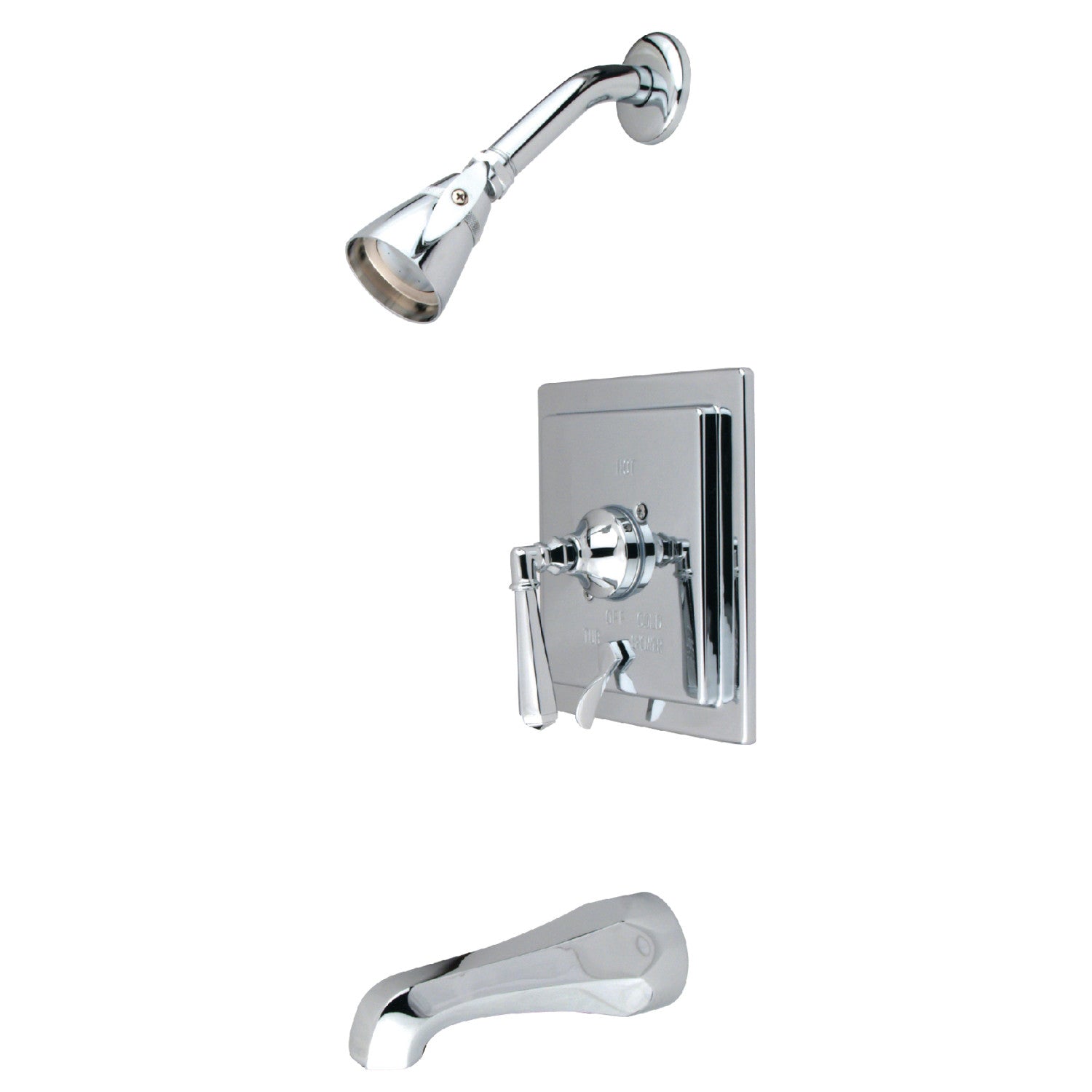 Kingston Tulare KB86514HL - Robinet de baignoire et de douche à pression métropolitaine à une poignée, chrome poli