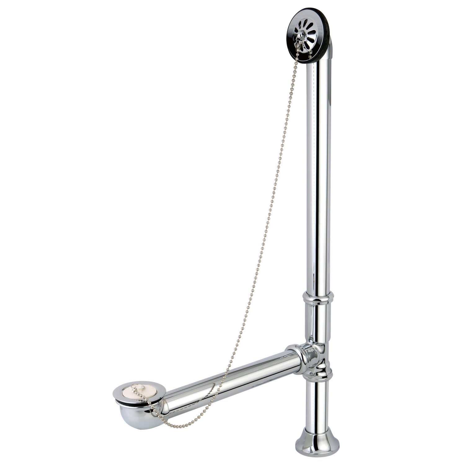 Kingston Heirloom CC2091 - Vintage Brass Chain and Stopper Tub Waste and Overflow, Polished Chrome